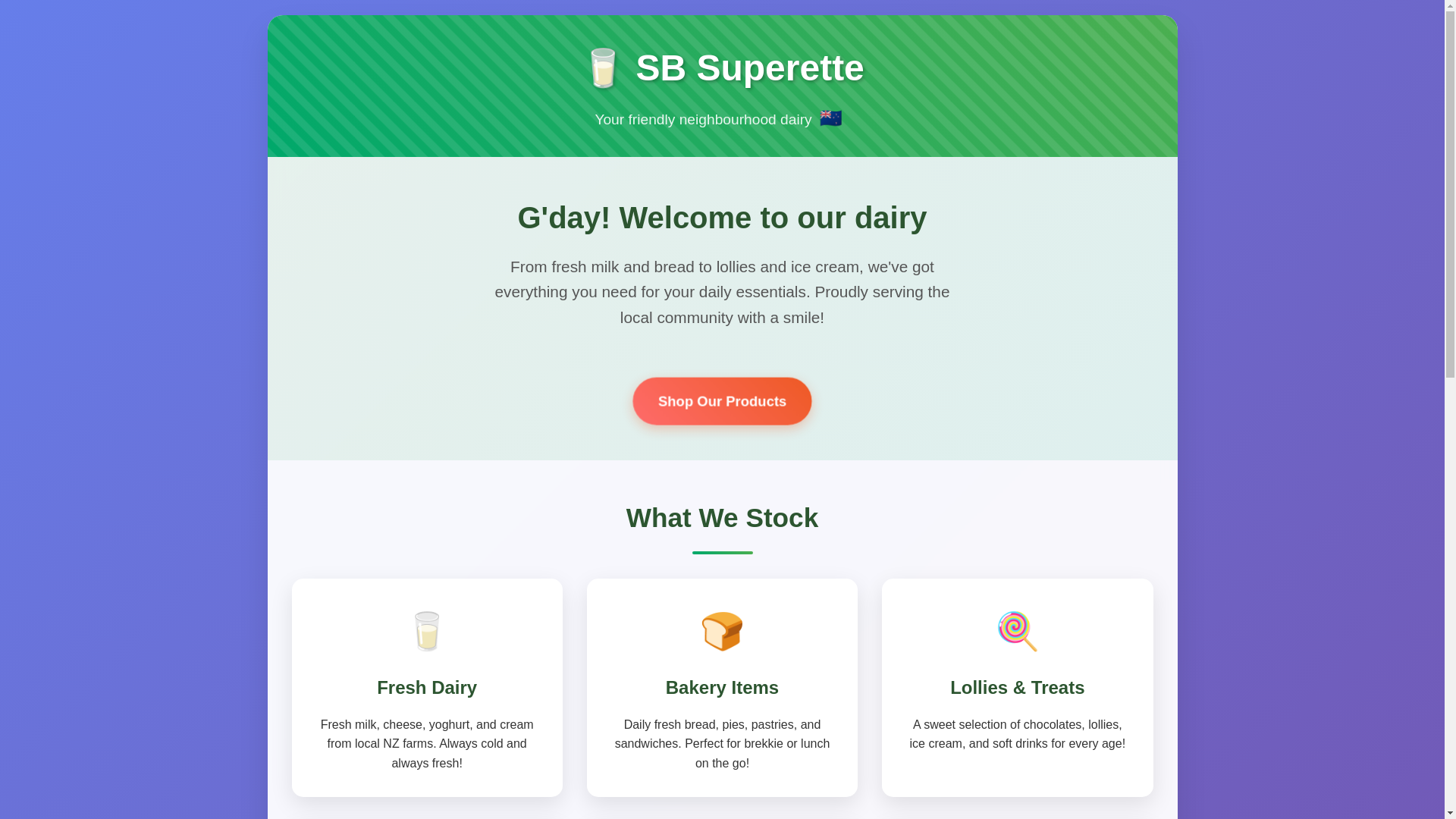 website screenshot of https://sbsuperette.co.nz/