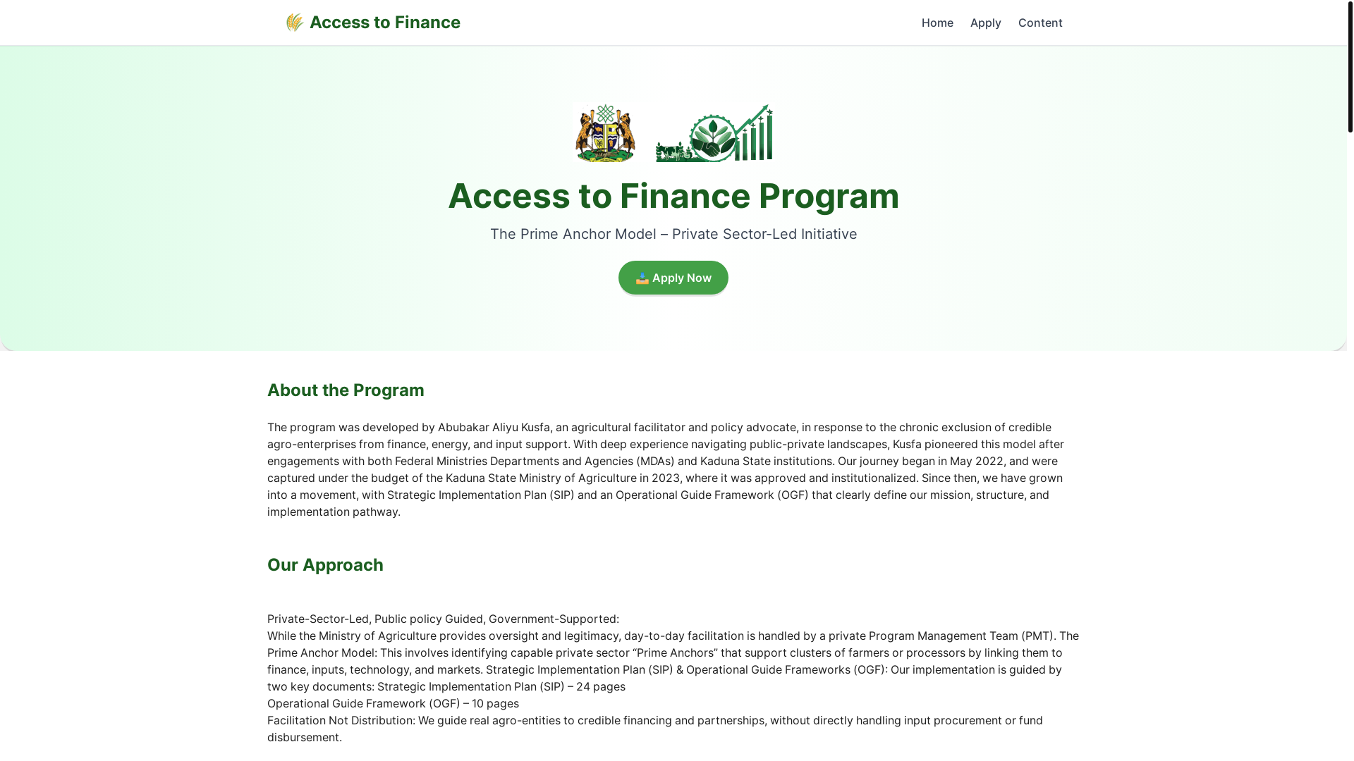 website screenshot of https://accesstofinance.com.ng/