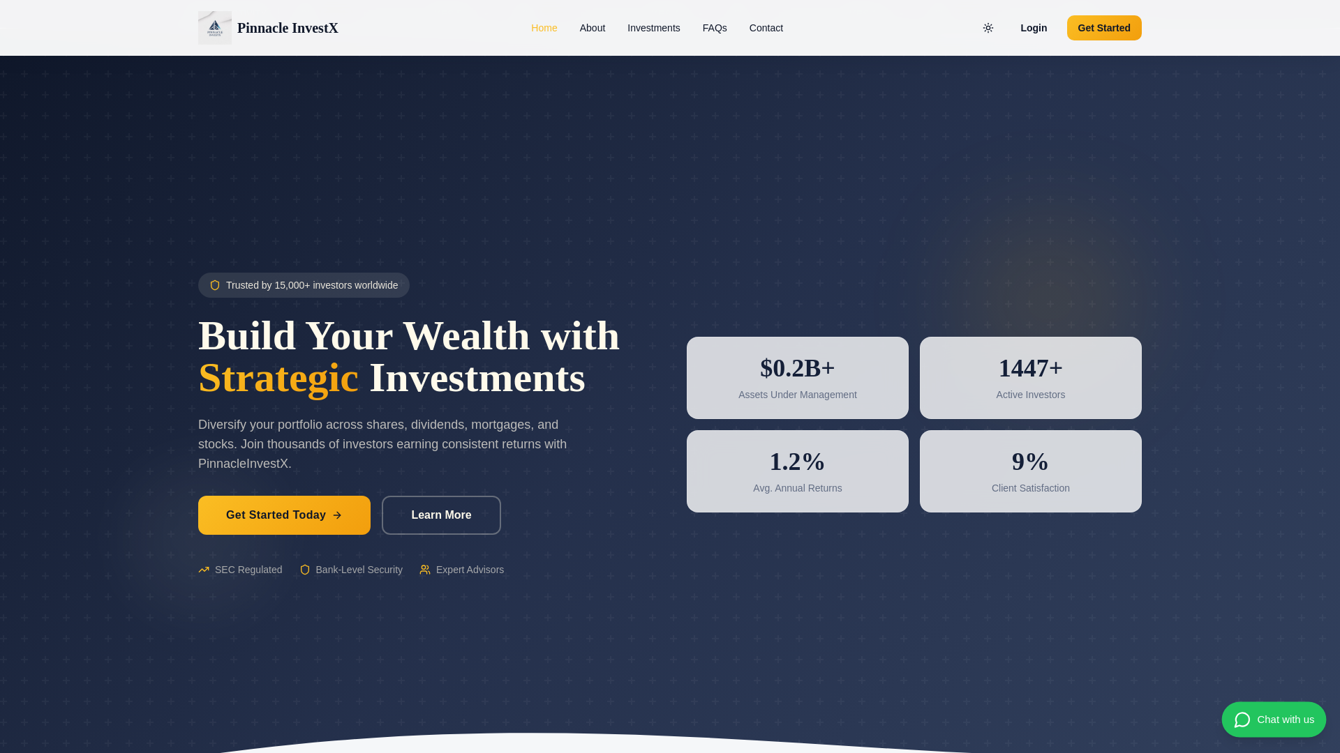website screenshot of http://www.pinnacleinvestx.com