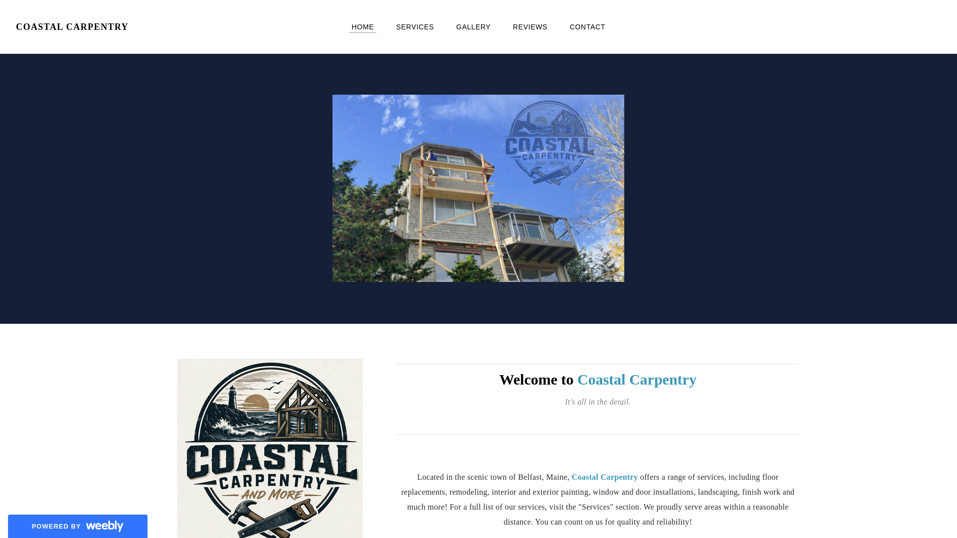 website screenshot of https://coastalcarpentryandmore.com/