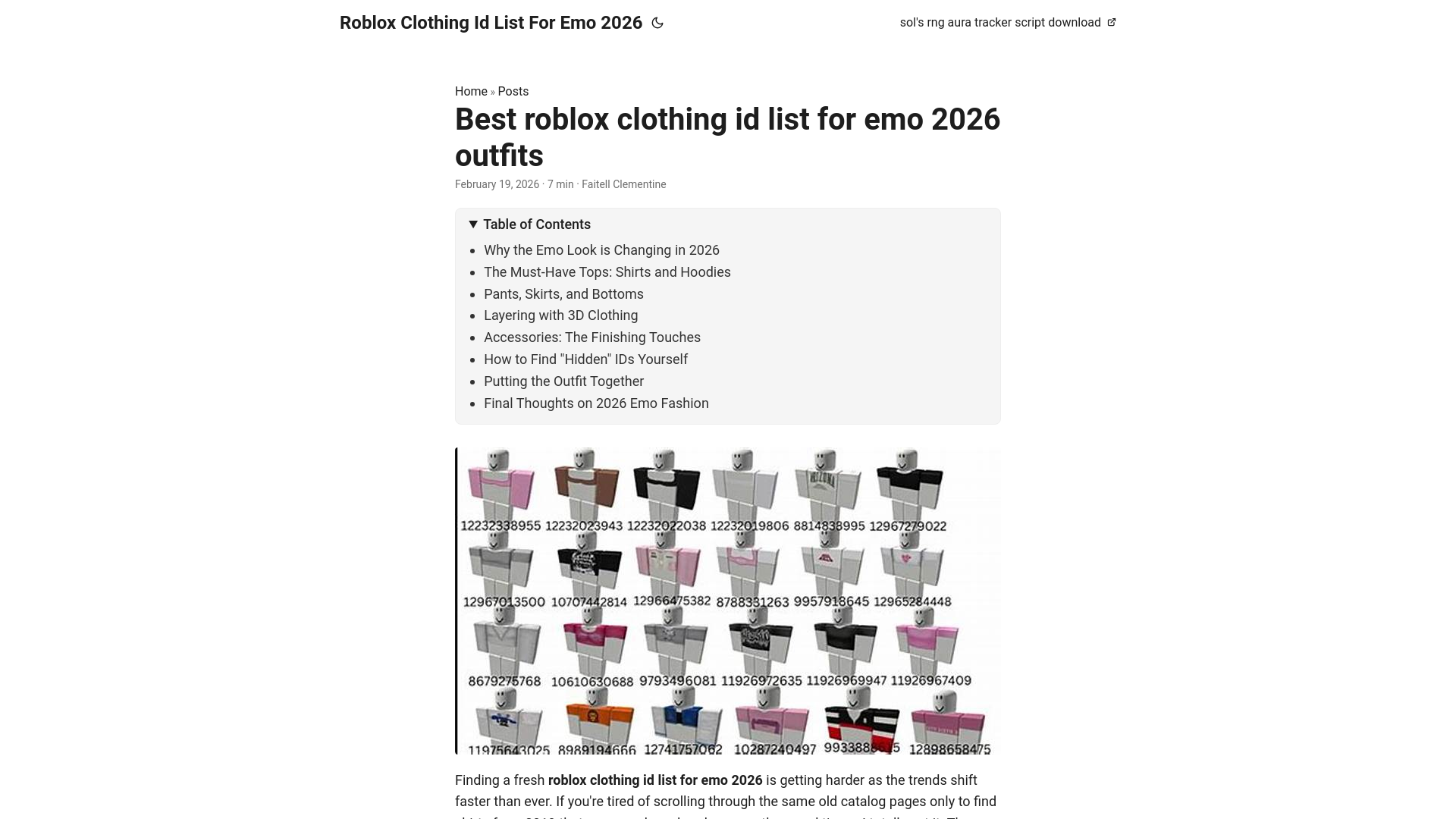 website screenshot of https://roblox-clothing-id-list-for-emo-2026.pages.dev/