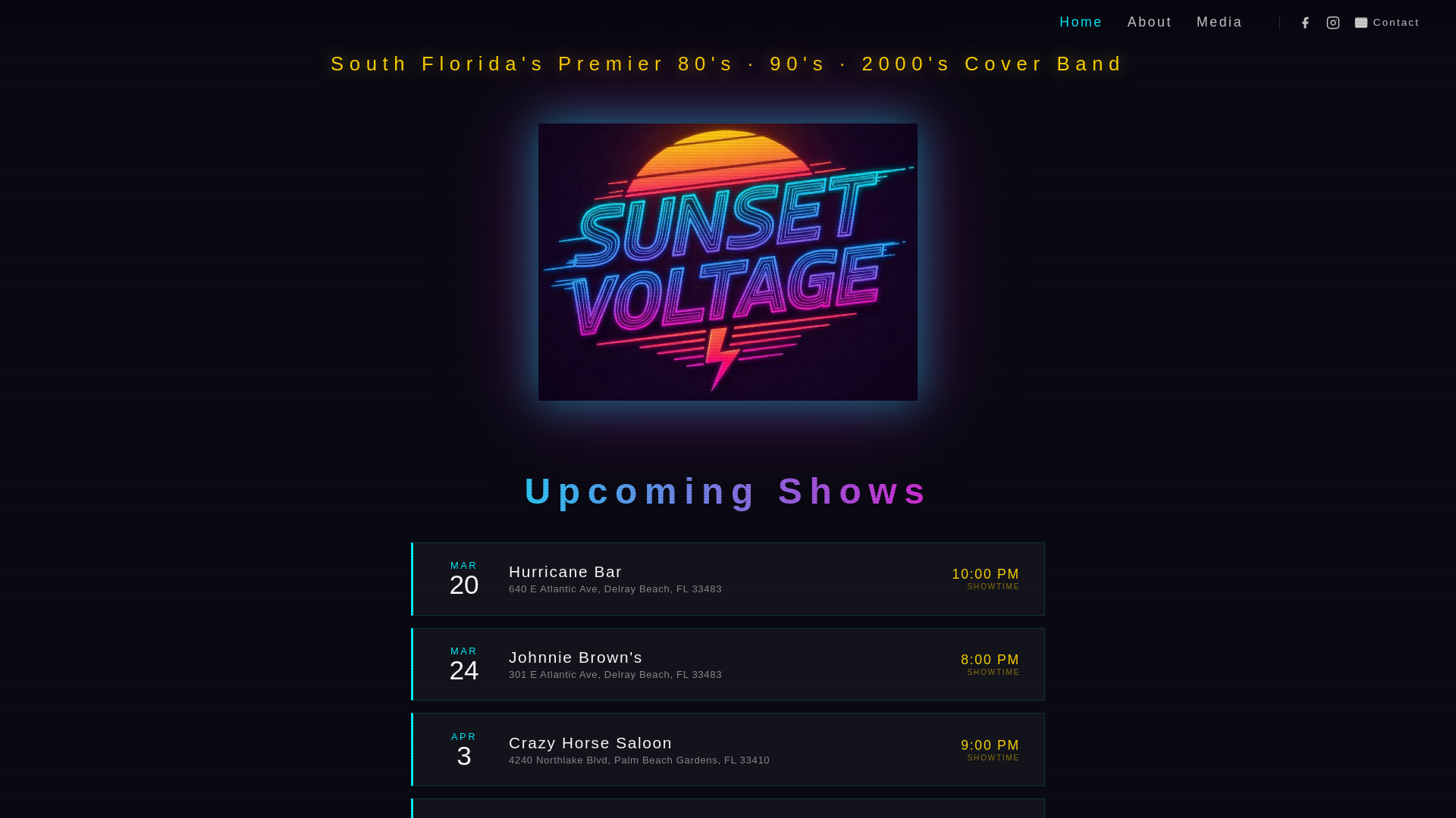 website screenshot of https://sunsetvoltage.com/