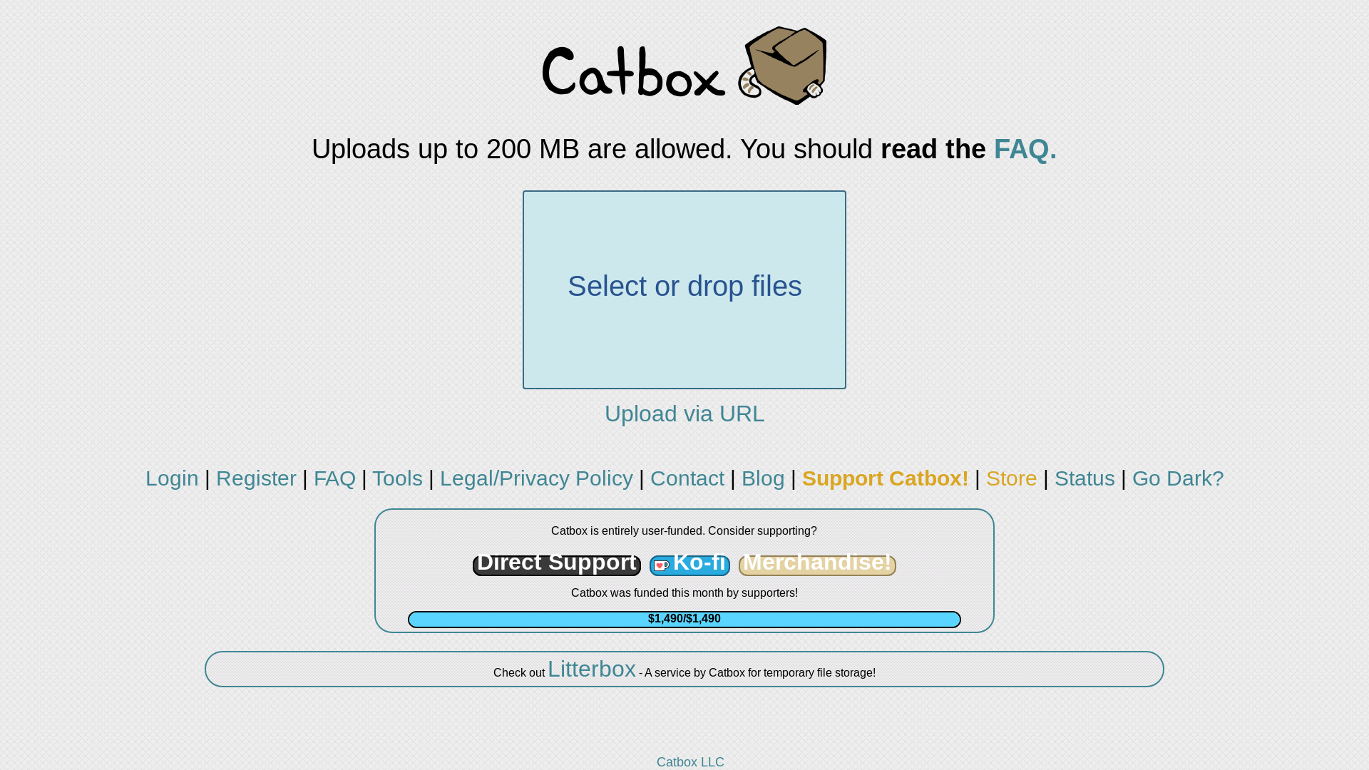 website screenshot of https://files.catbox.moe/