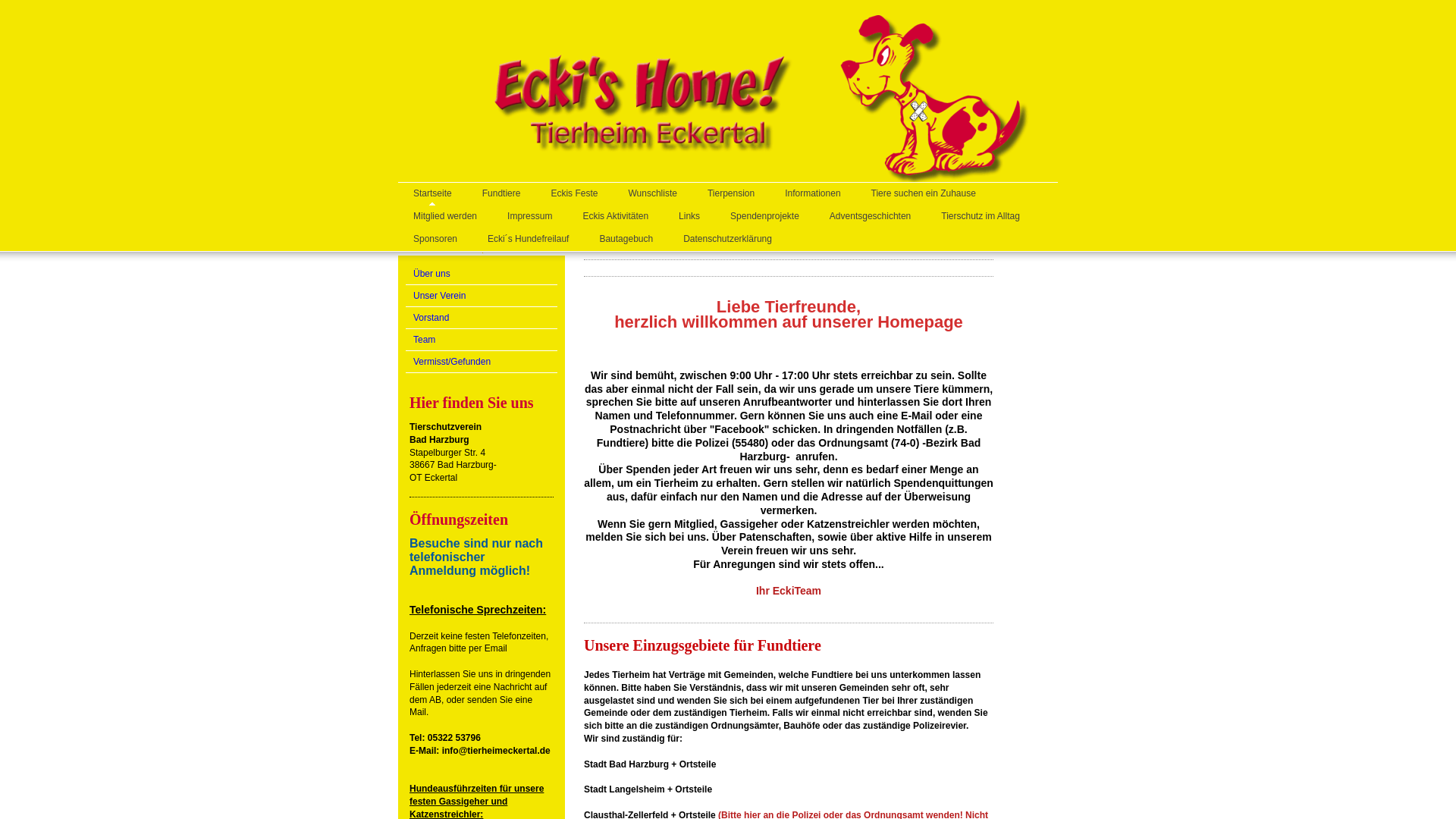 website screenshot of https://www.tierschutzverein-badharzburg.de/