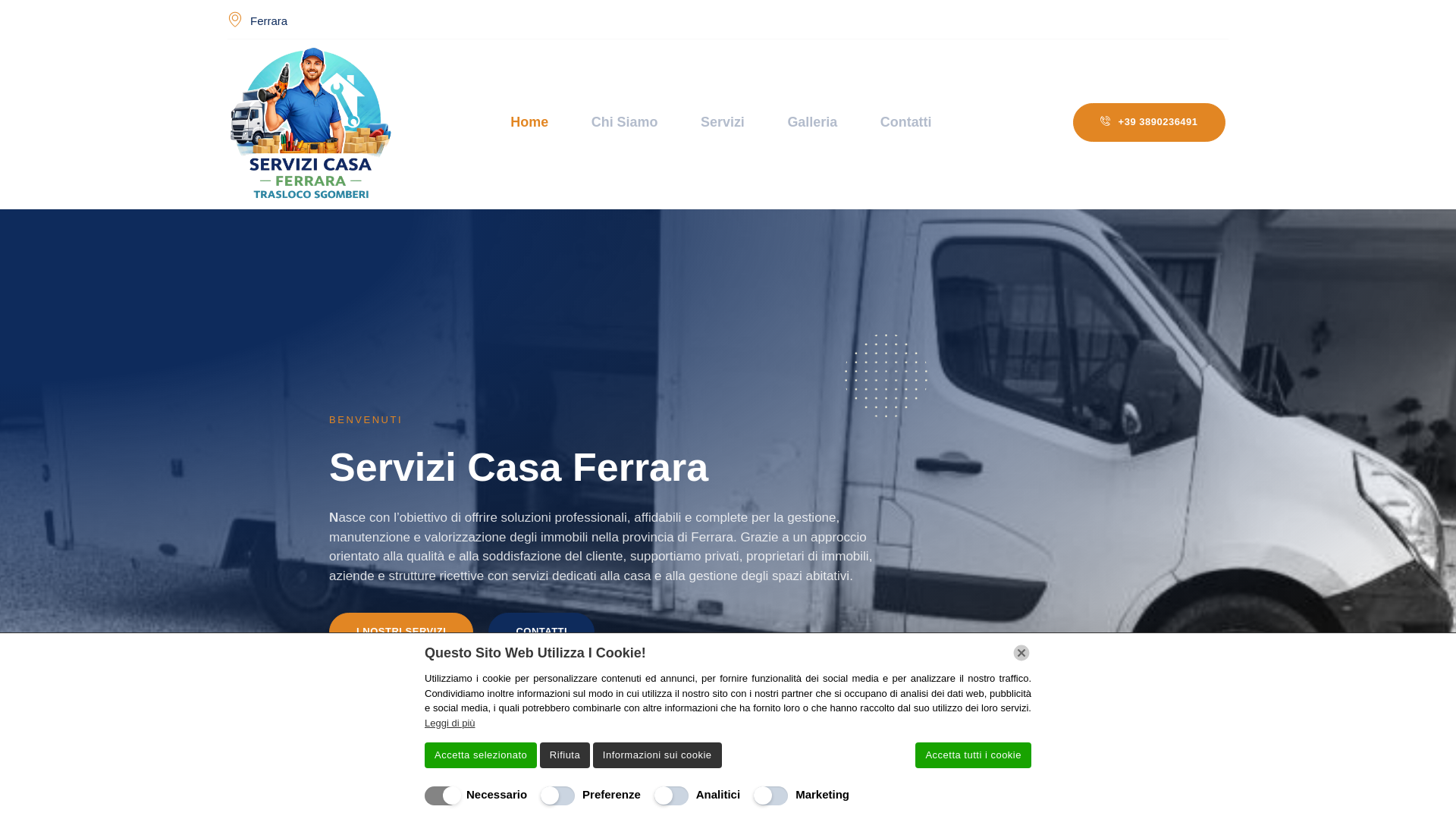 website screenshot of https://servizicasaferrara.it/
