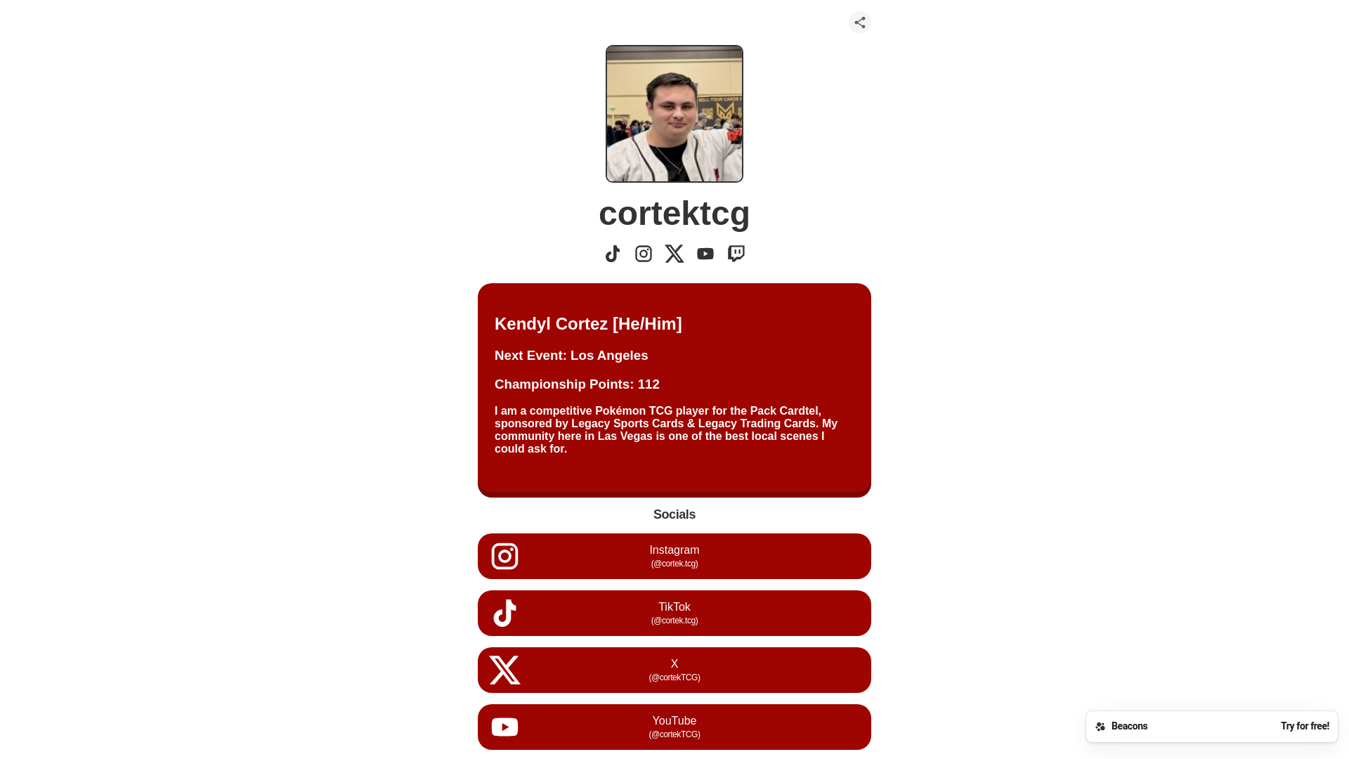 website screenshot of https://cortektcg.com/
