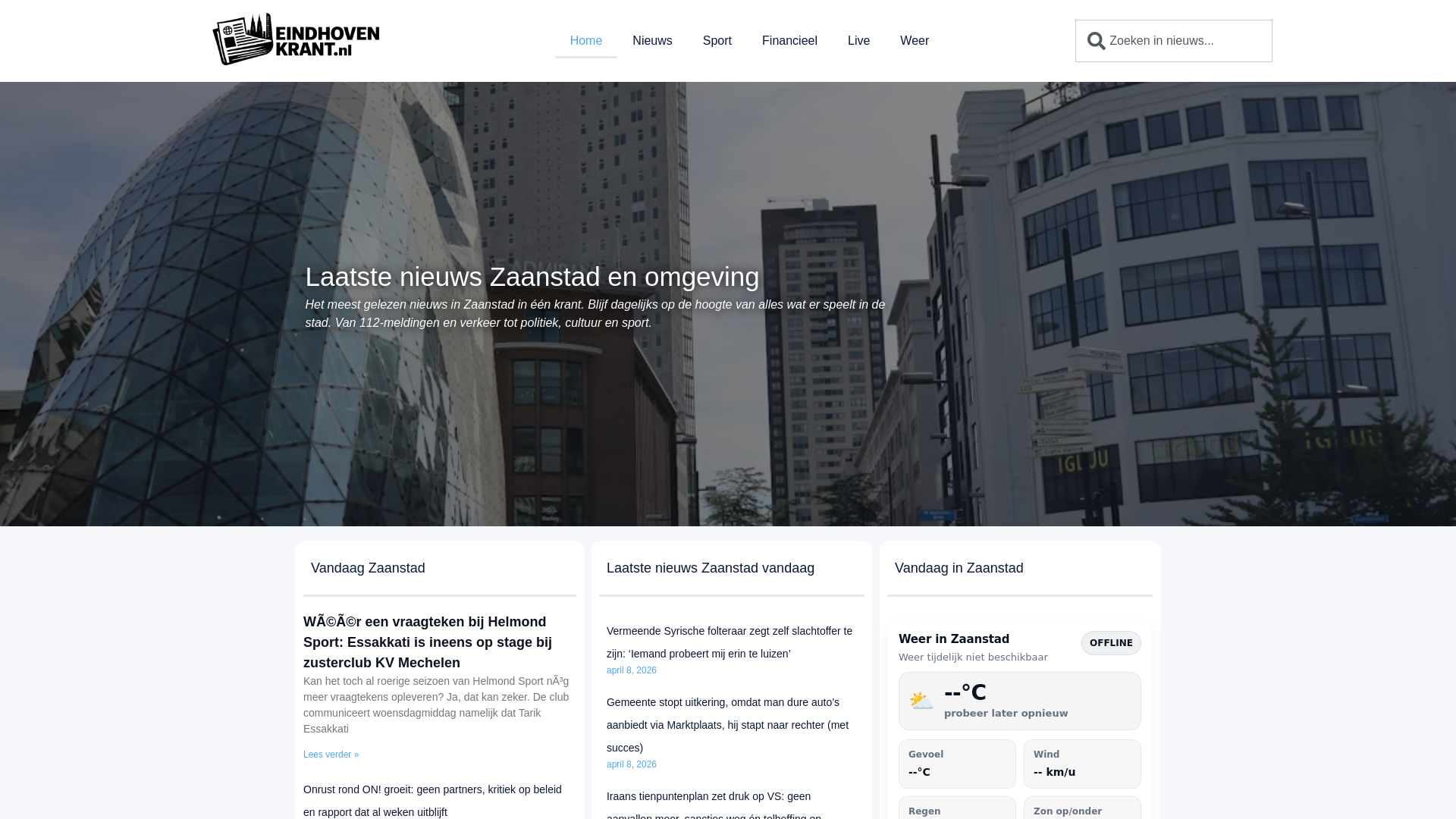 website screenshot of https://zaanstadkrant.nl/