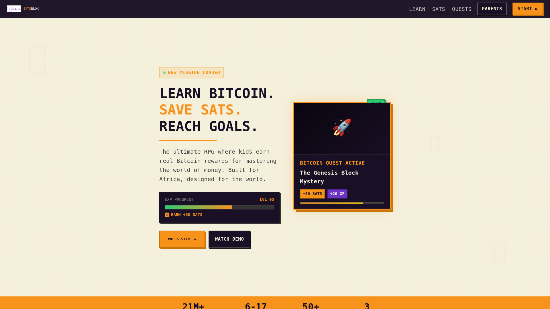 website screenshot of https://satsblox.pages.dev/