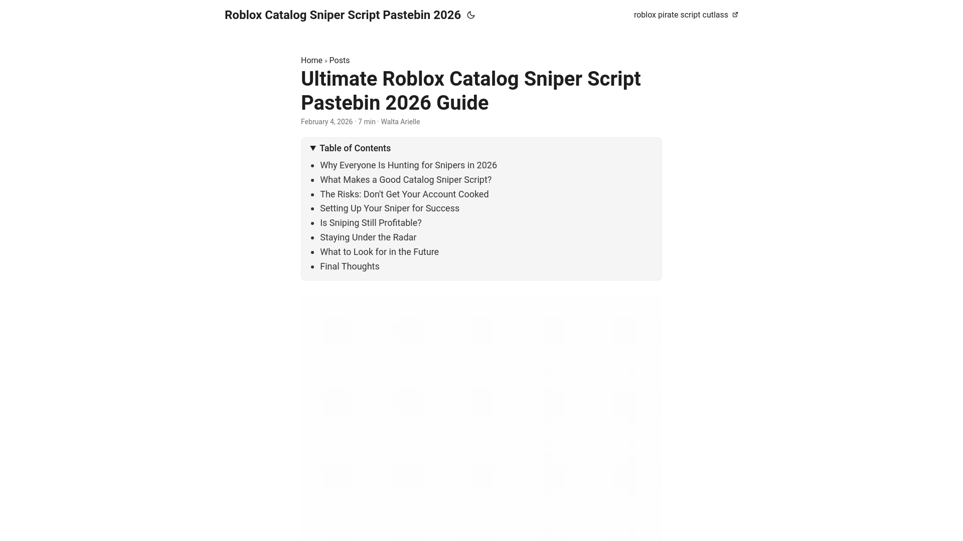 website screenshot of https://robloxcatalogsniperscriptpastebin2026.pages.dev/