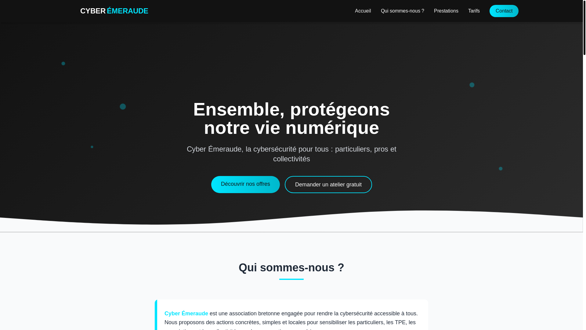 website screenshot of https://cyberemeraude.fr/