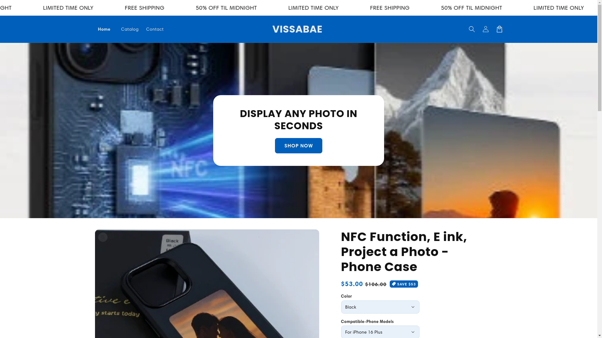website screenshot of https://vissabae.com/