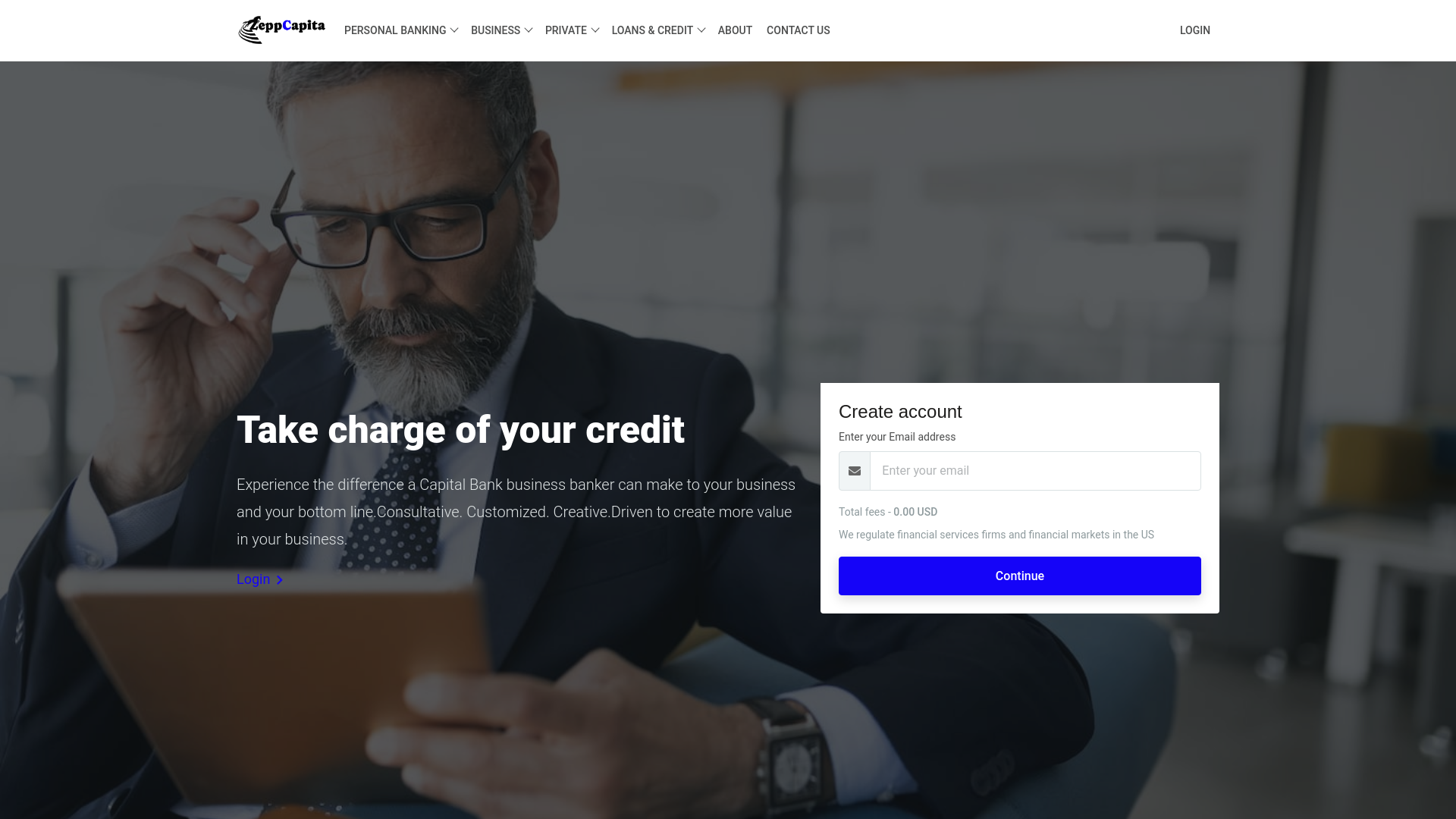 website screenshot of https://zeppcapita.online/