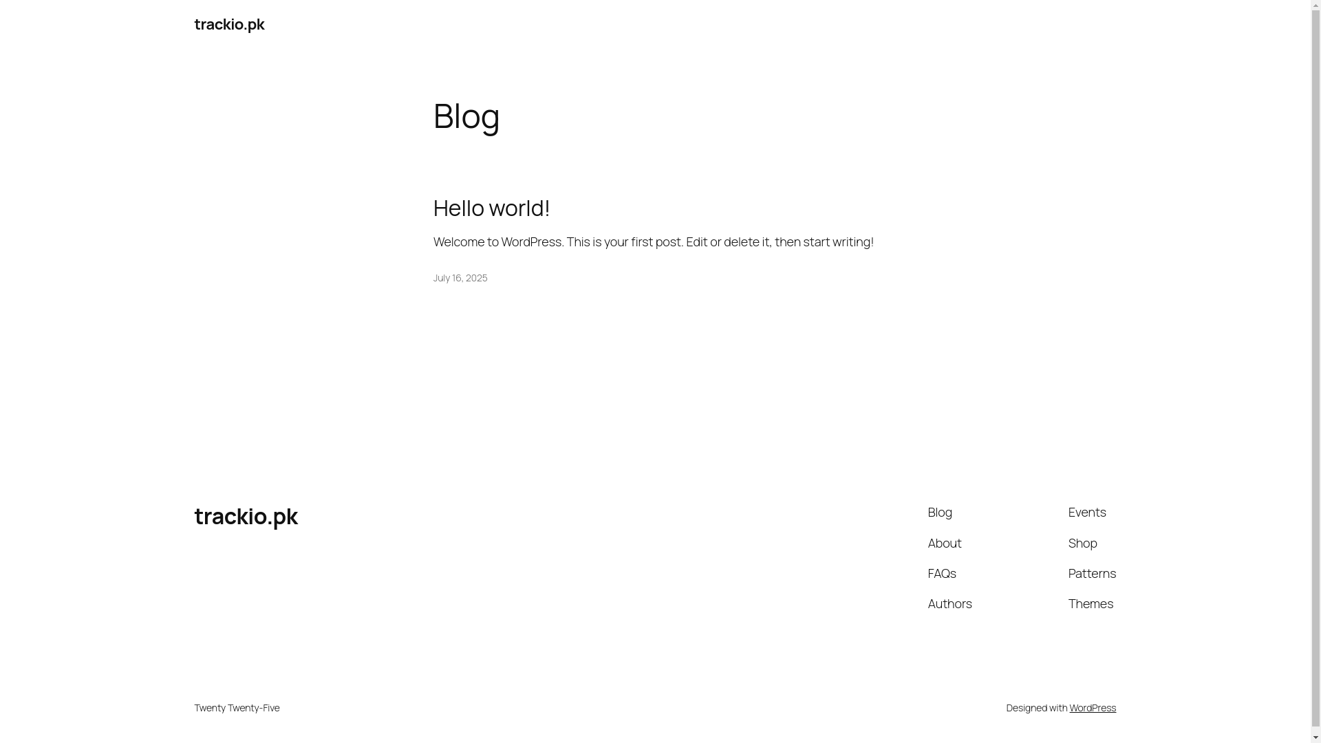 website screenshot of https://trackio.pk/