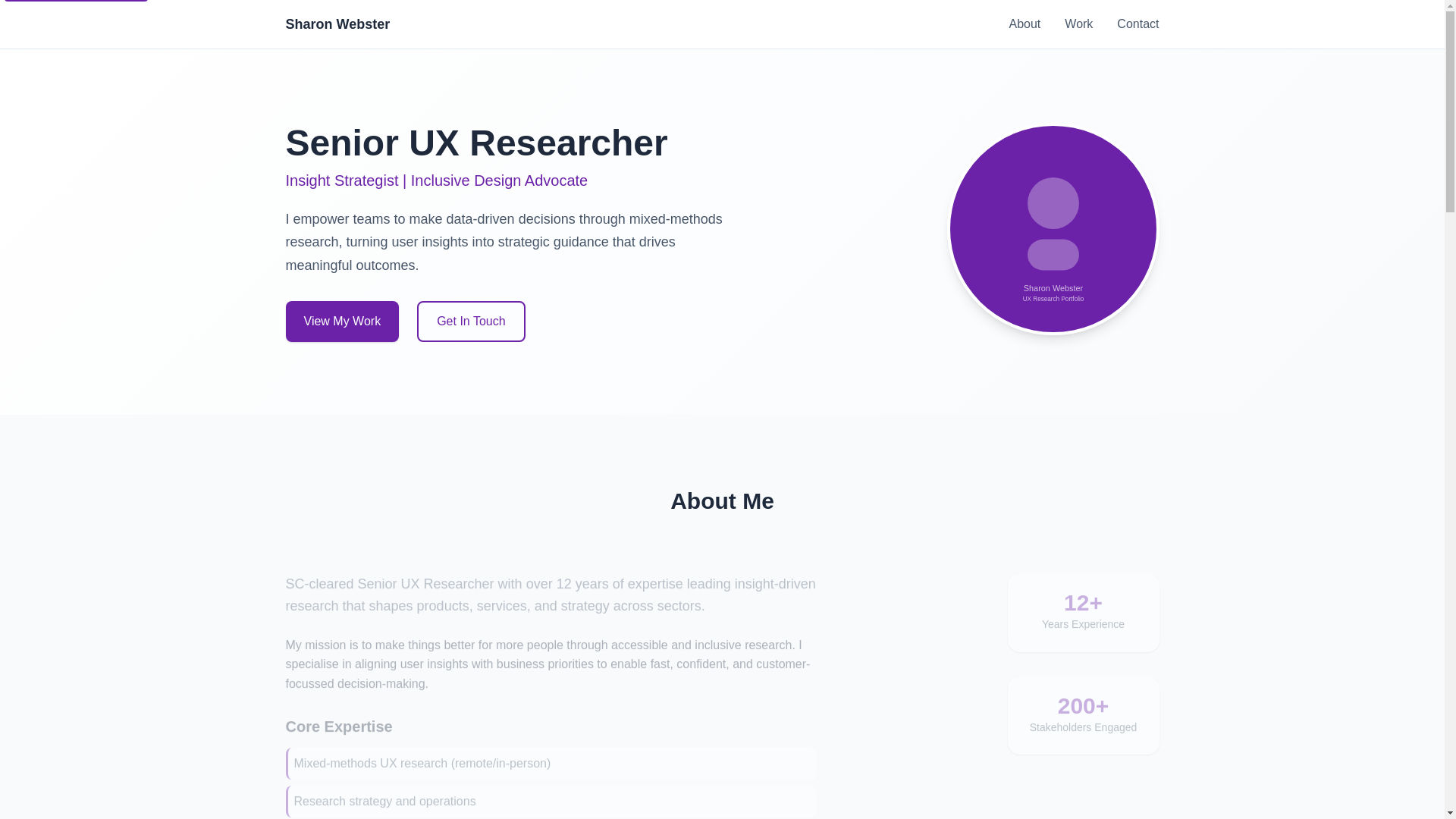 website screenshot of https://sharon-webster.work/