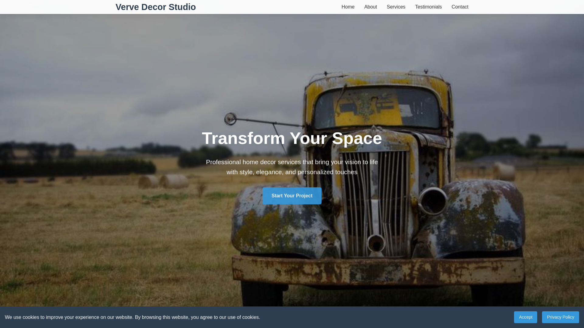 website screenshot of https://vervedecorstudio.digital/