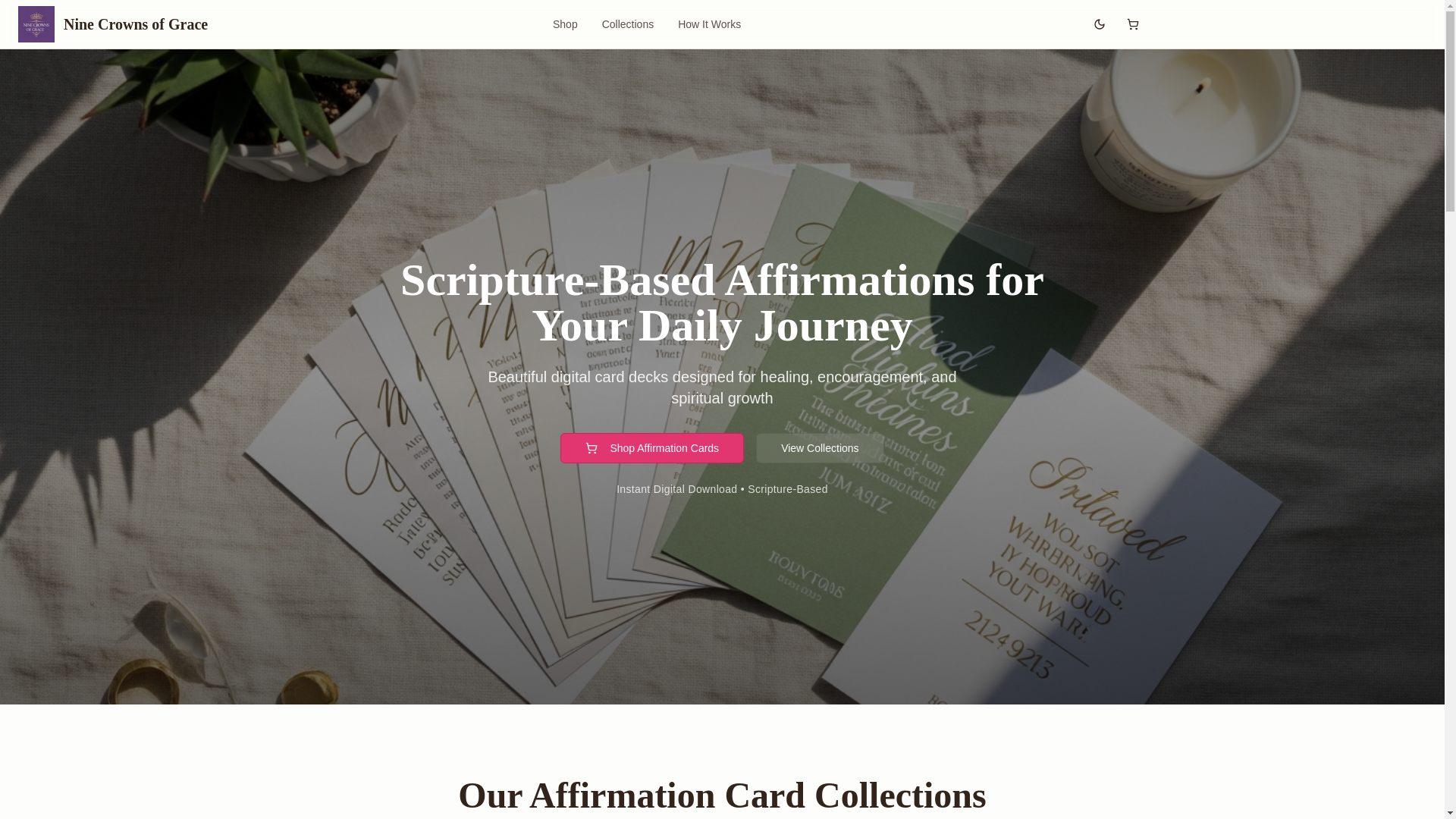 website screenshot of https://affirmationcards.digital/