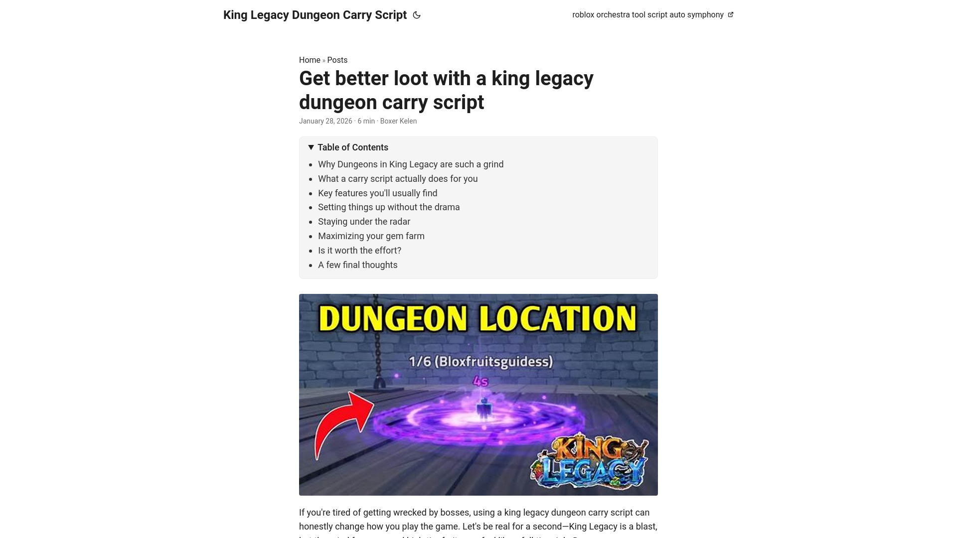 website screenshot of https://king-legacy-dungeon-carry-script.pages.dev/