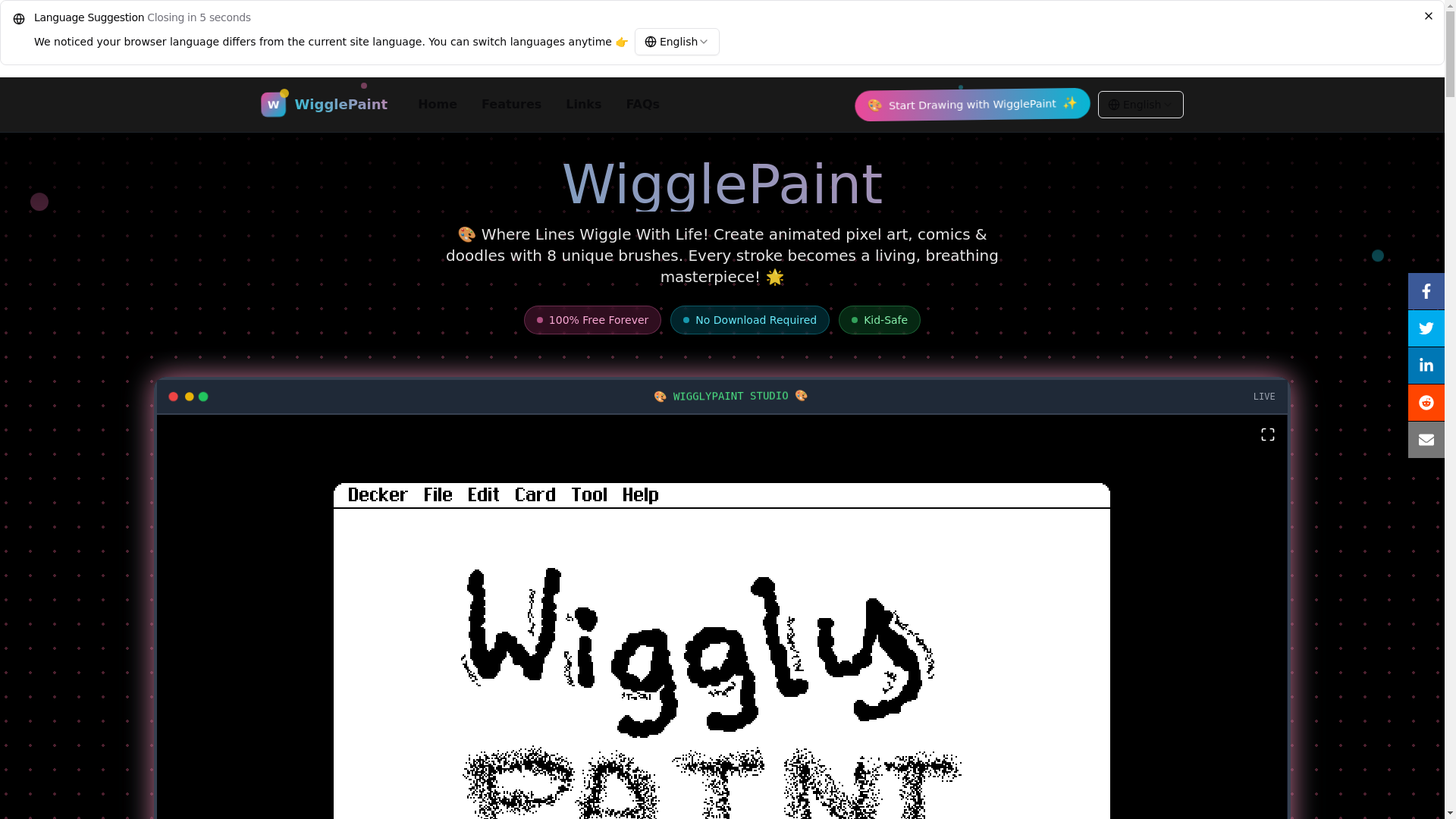 website screenshot of https://wigglypaint.run/