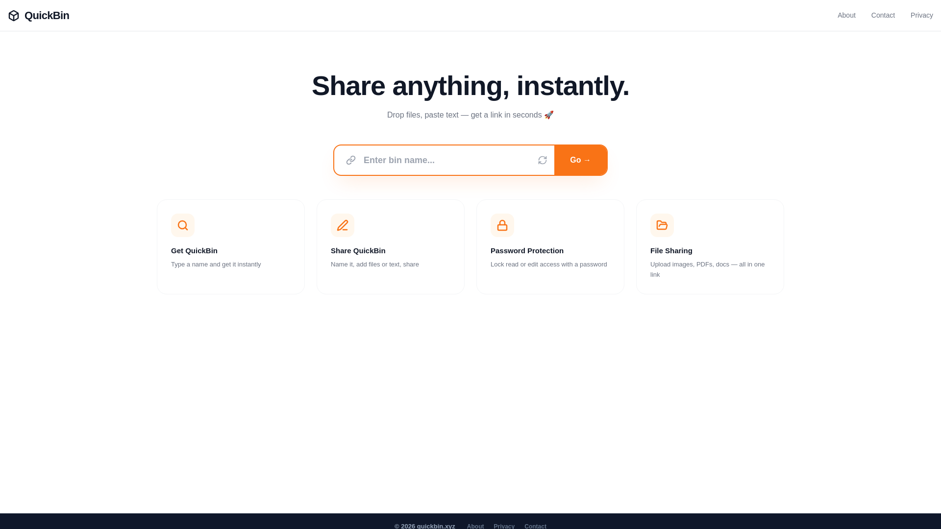 website screenshot of https://quickbin.pages.dev/