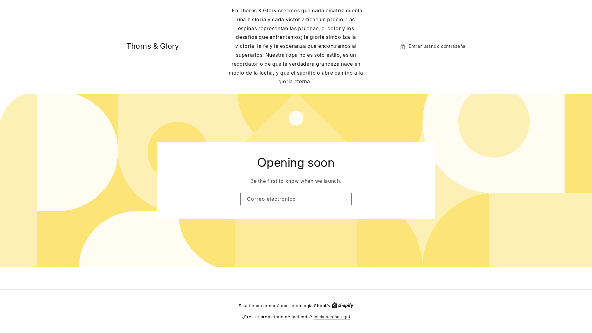 website screenshot of https://thornsglory.com/