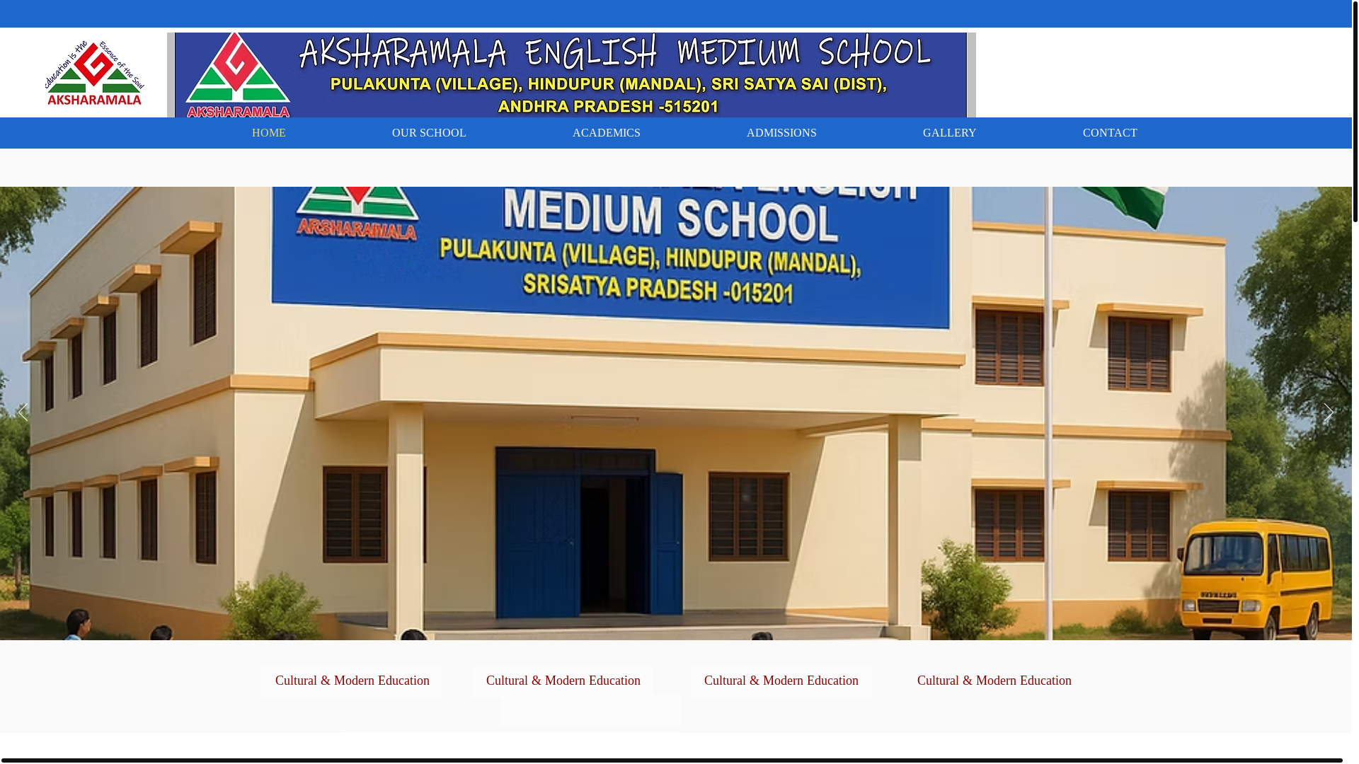 website screenshot of https://aksharamalaenglishschool.com/