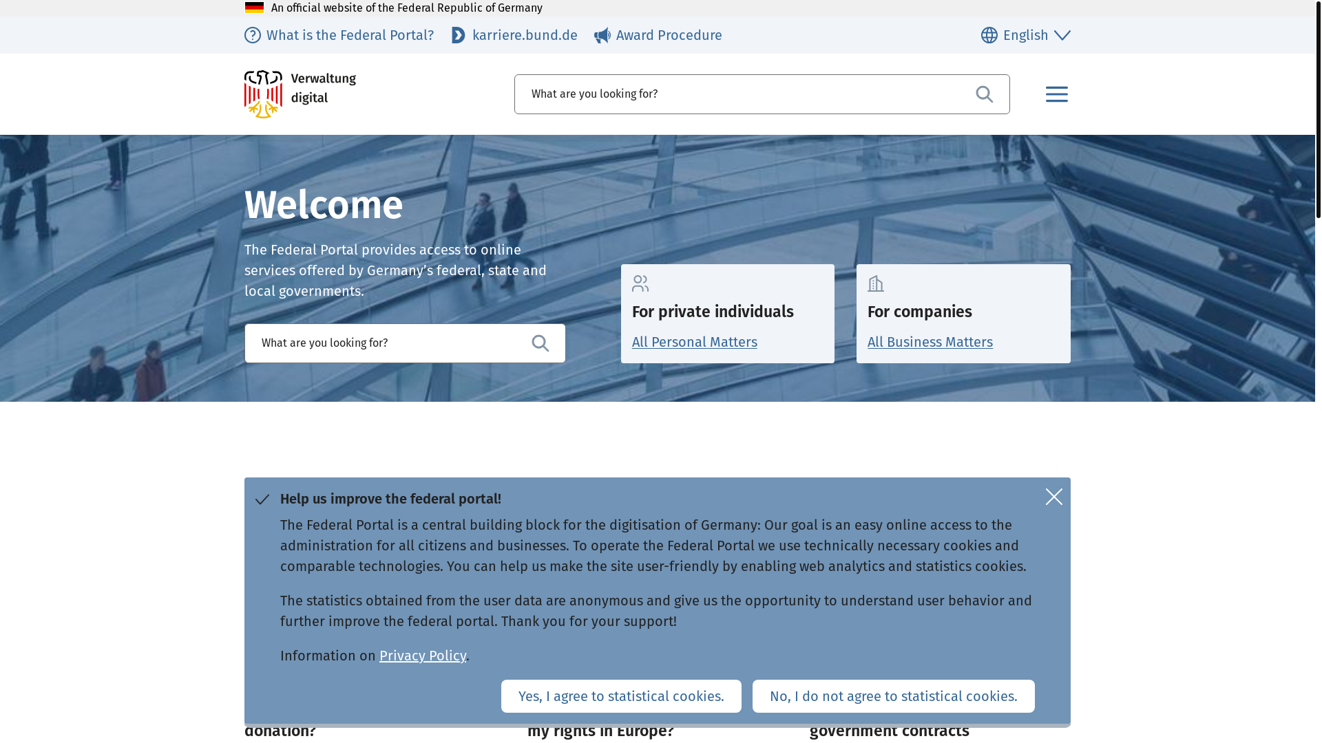 website screenshot of https://bund.de