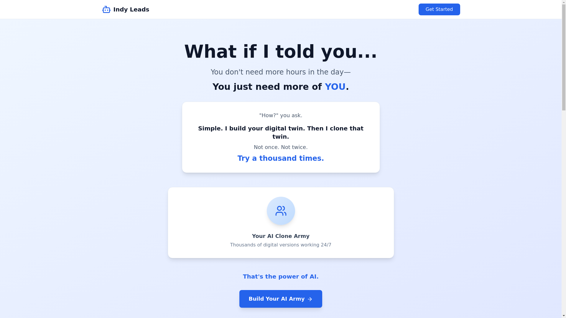 website screenshot of https://instantindyleads.com/