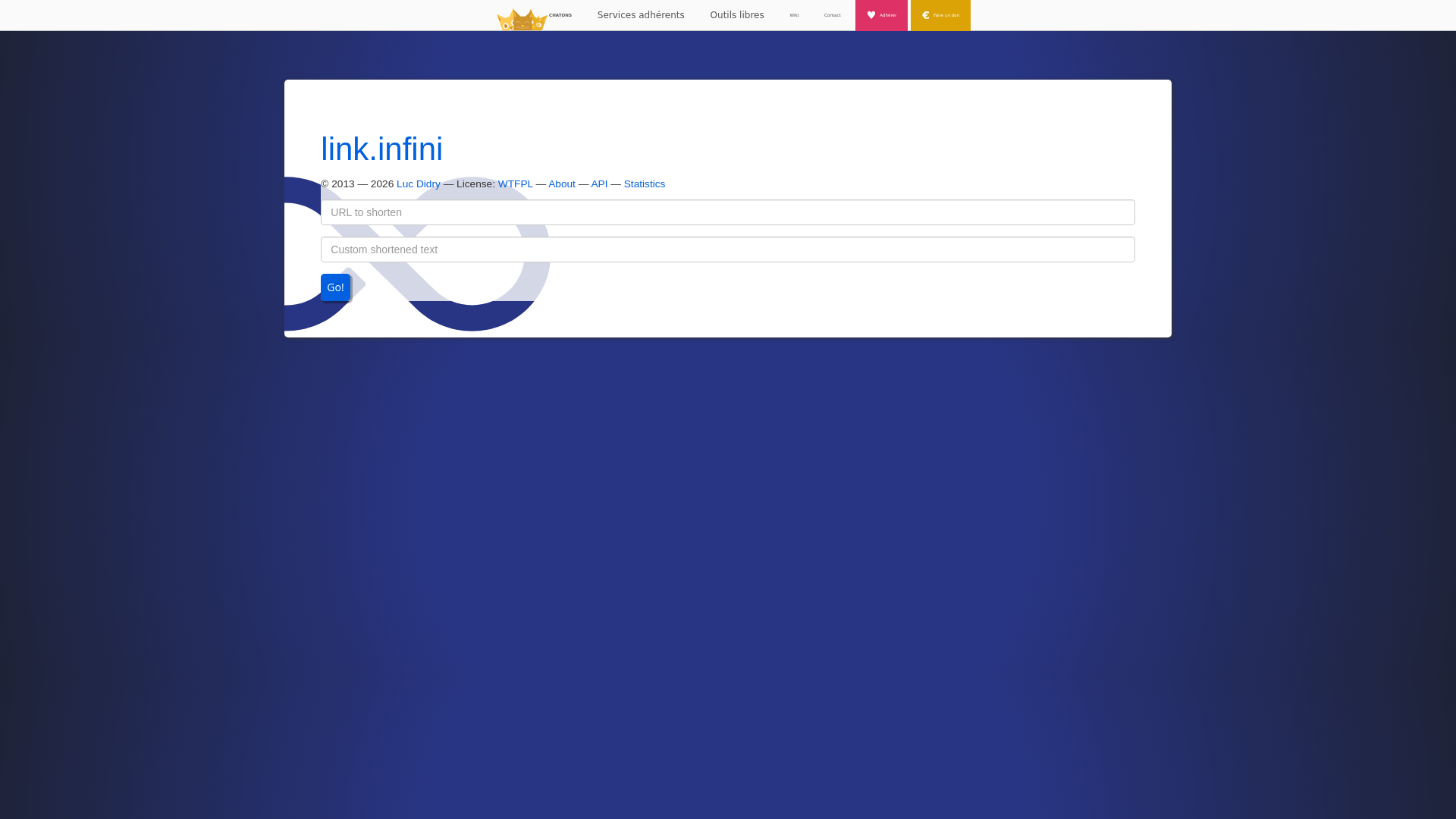 website screenshot of https://link.infini.fr