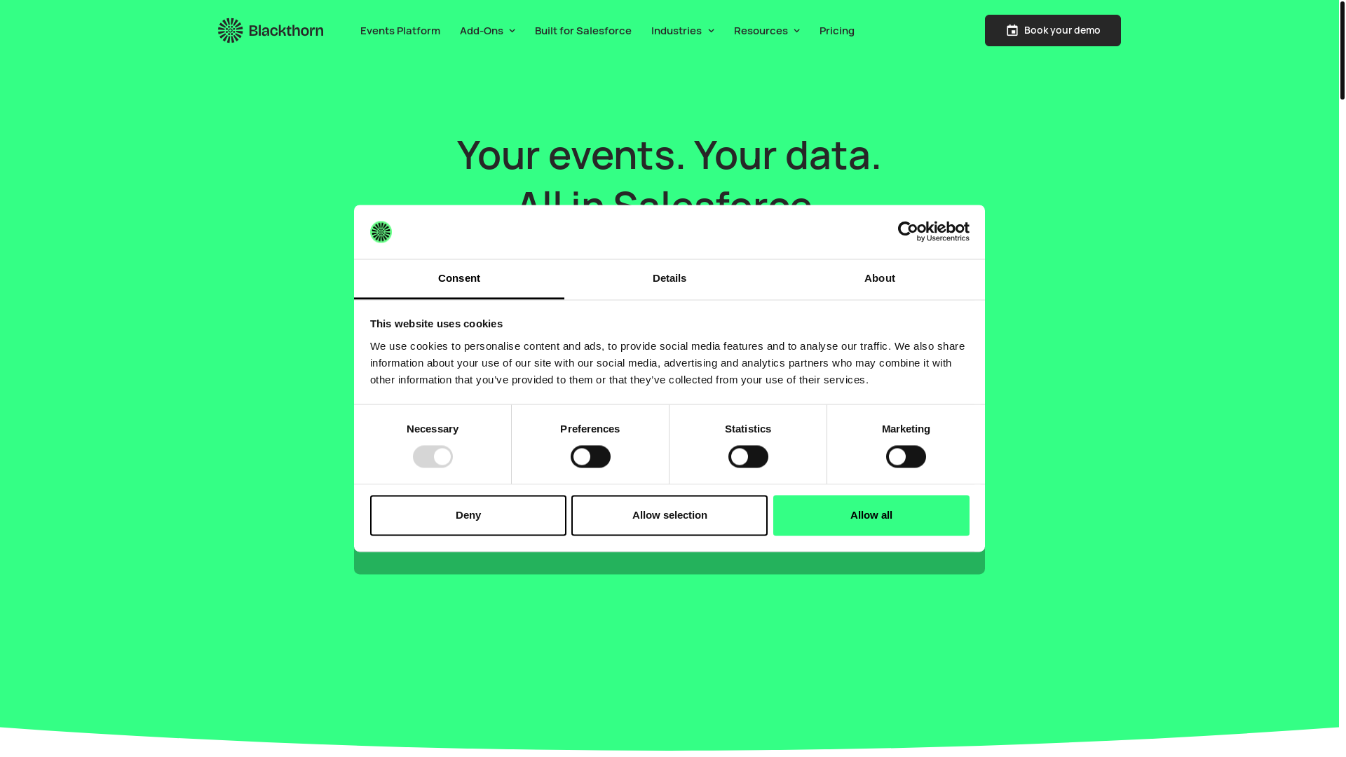 website screenshot of https://try-blackthornevents.com/