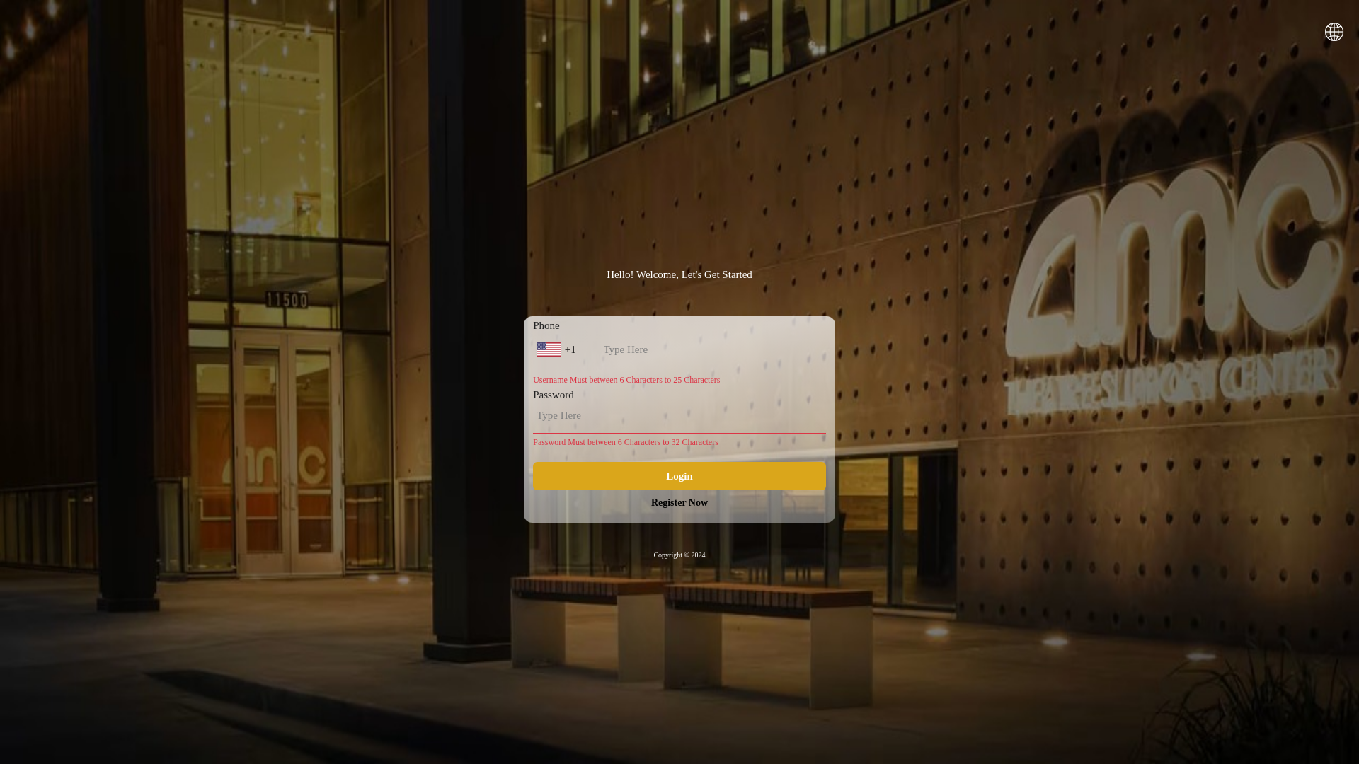 website screenshot of https://amctheatreiku.com/