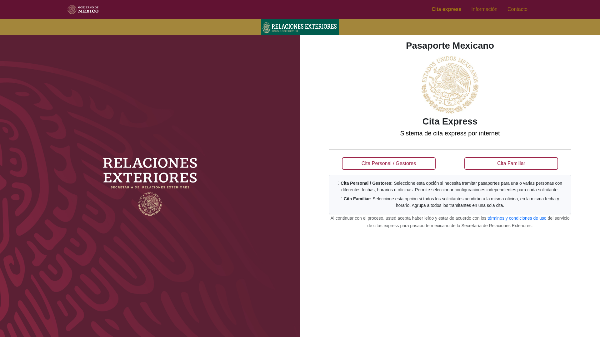 website screenshot of https://citas-express-sre-gob-mx.com/