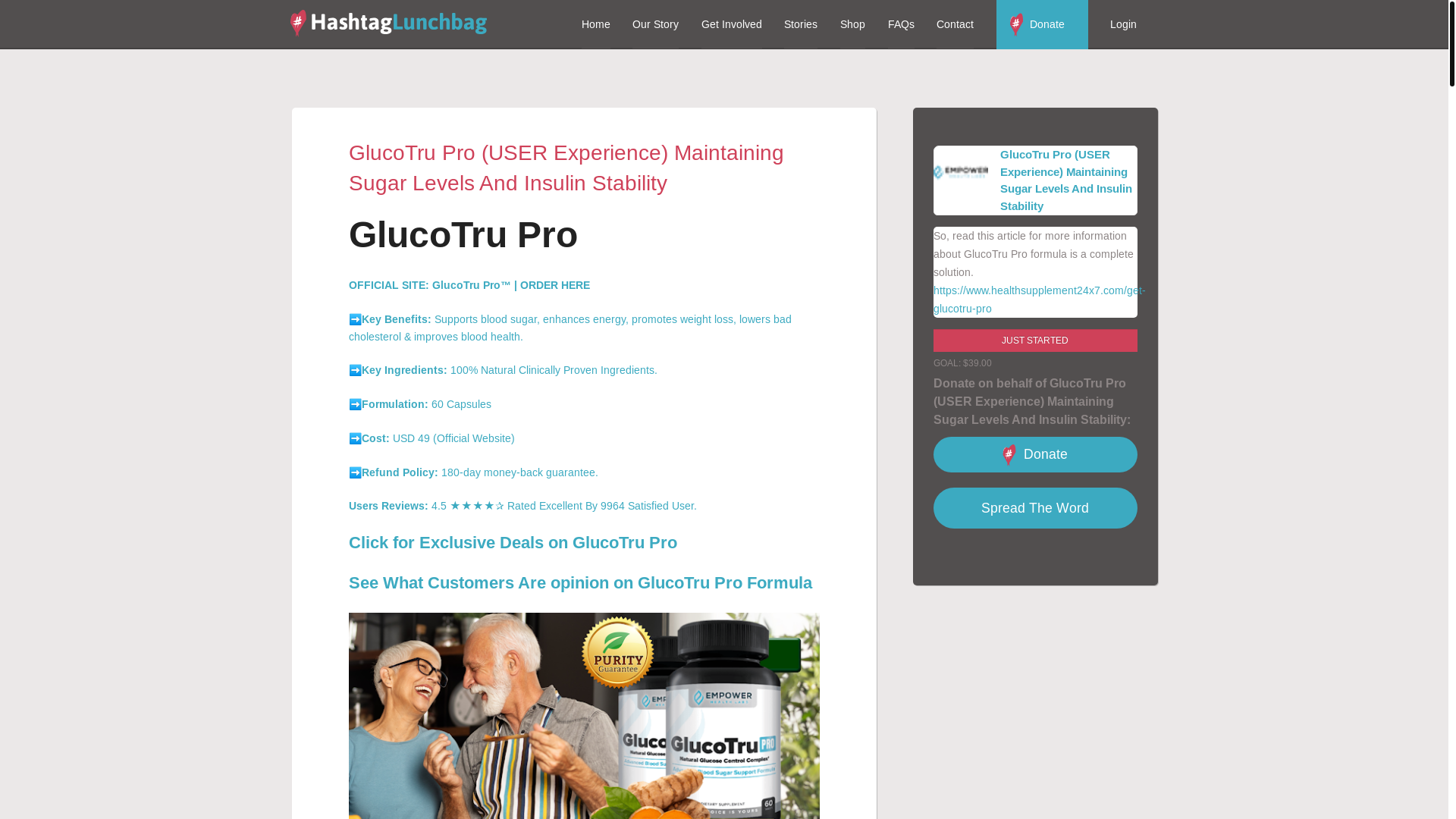 website screenshot of https://www.hashtaglunchbag.org/glucotruprousa
