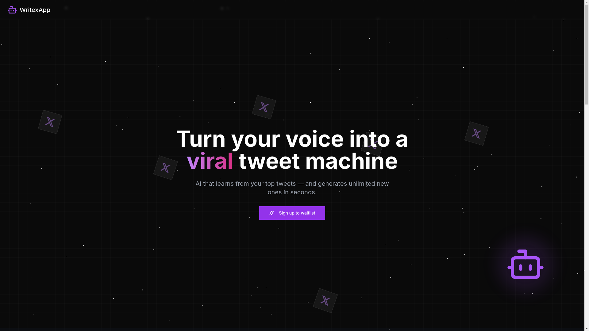 website screenshot of https://writex.ink/