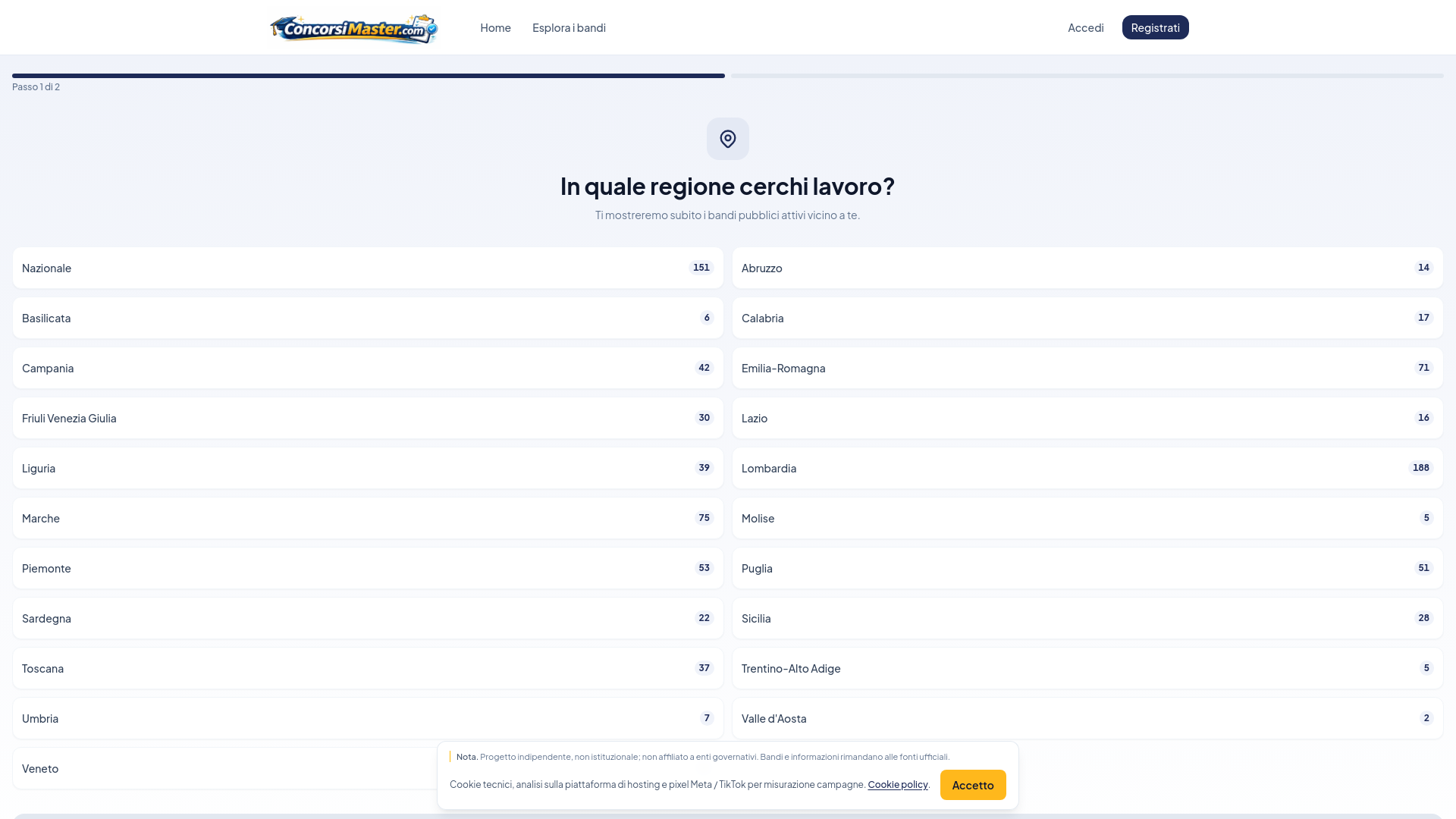 website screenshot of https://concorsimaster.com/
