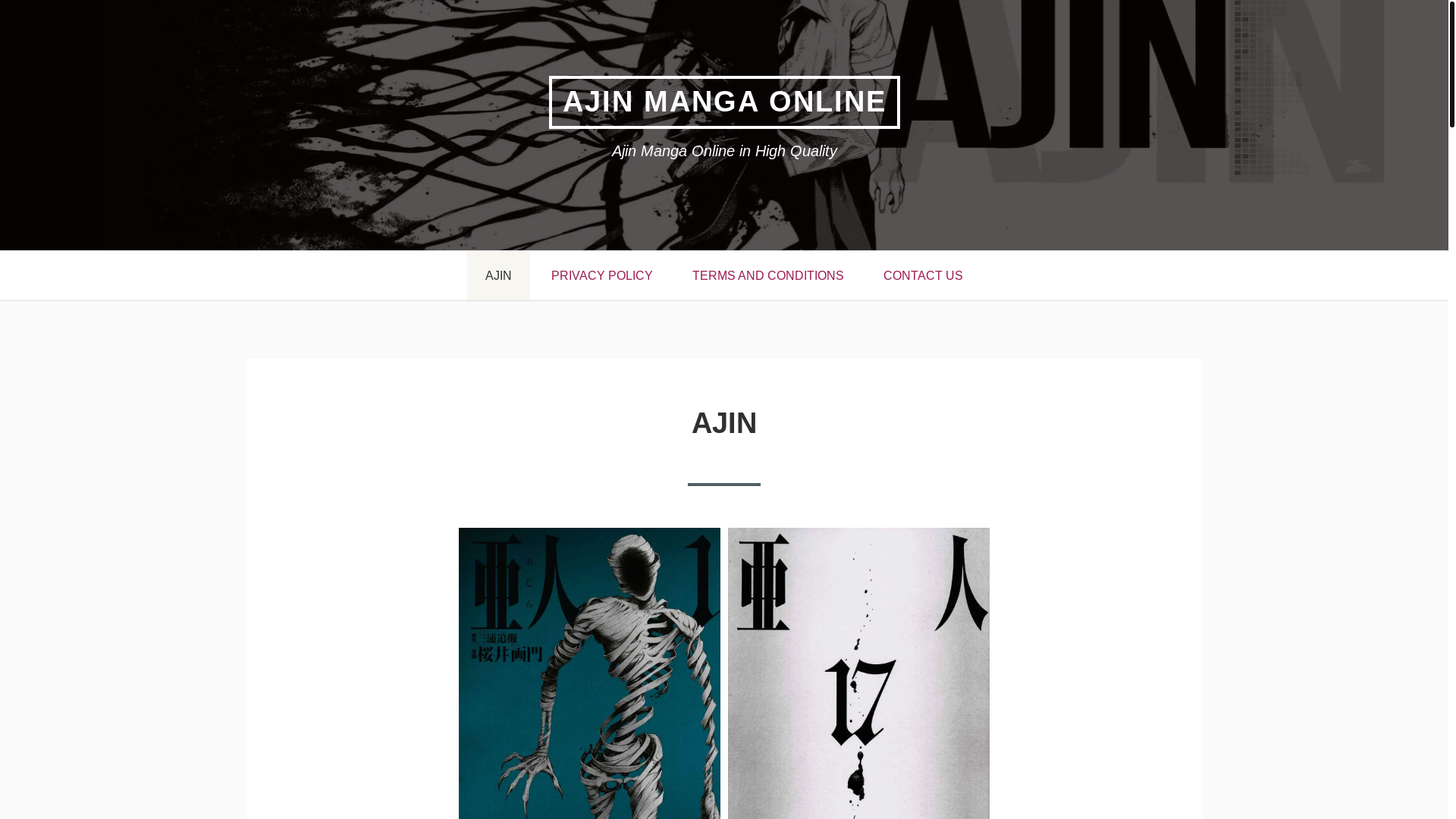 website screenshot of https://ajinmanga.net/