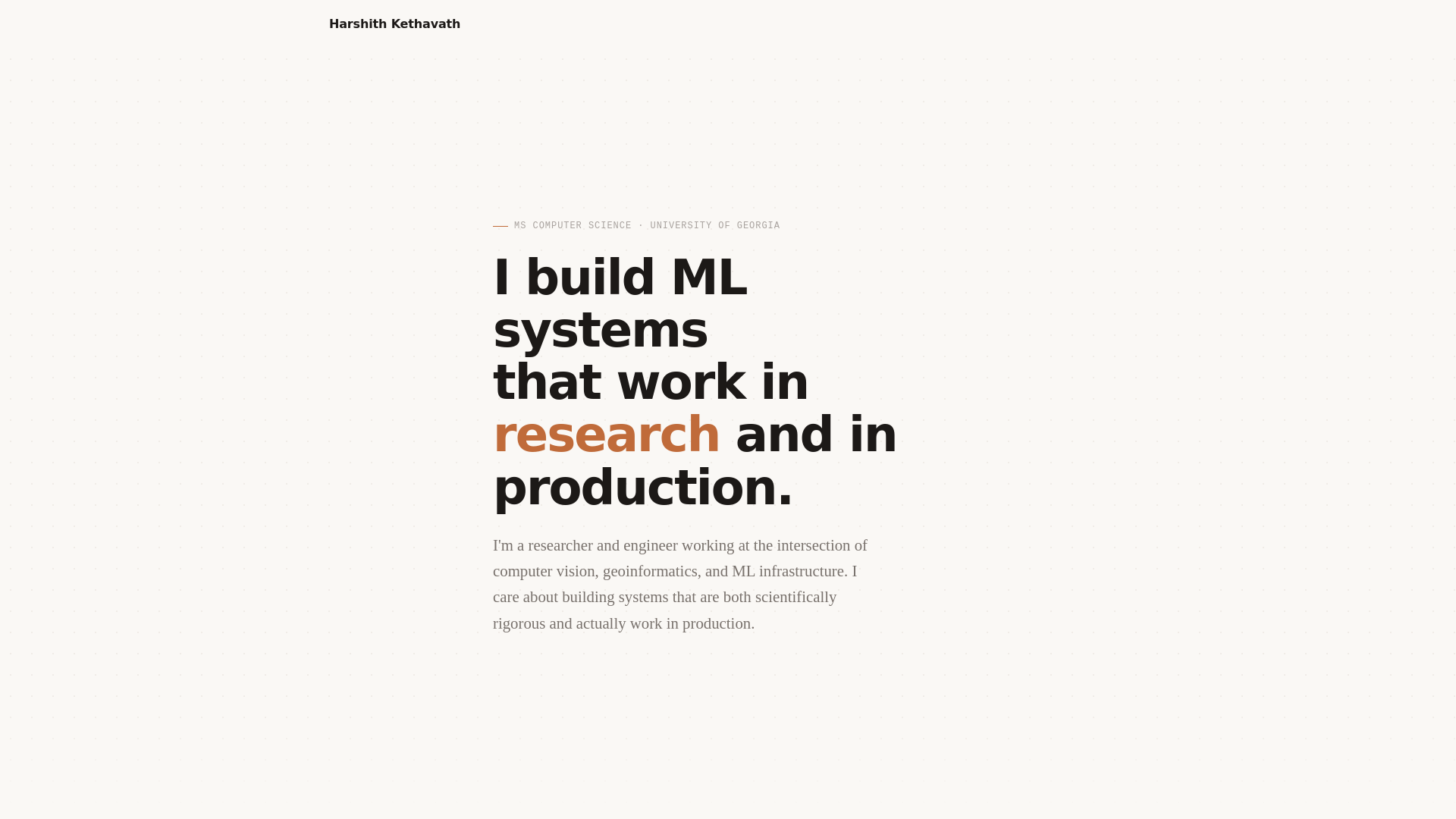 website screenshot of https://kethavath.com