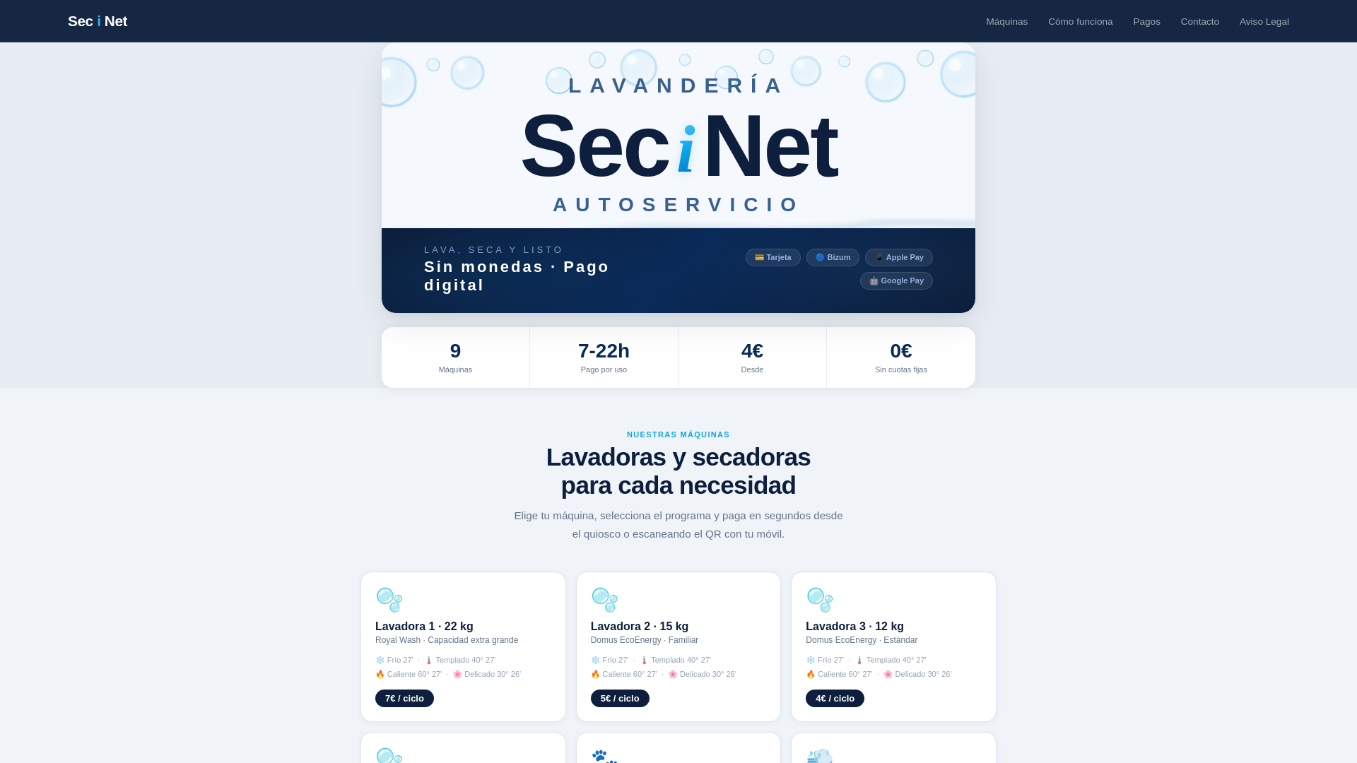 website screenshot of https://lavanderiasecinet.com/