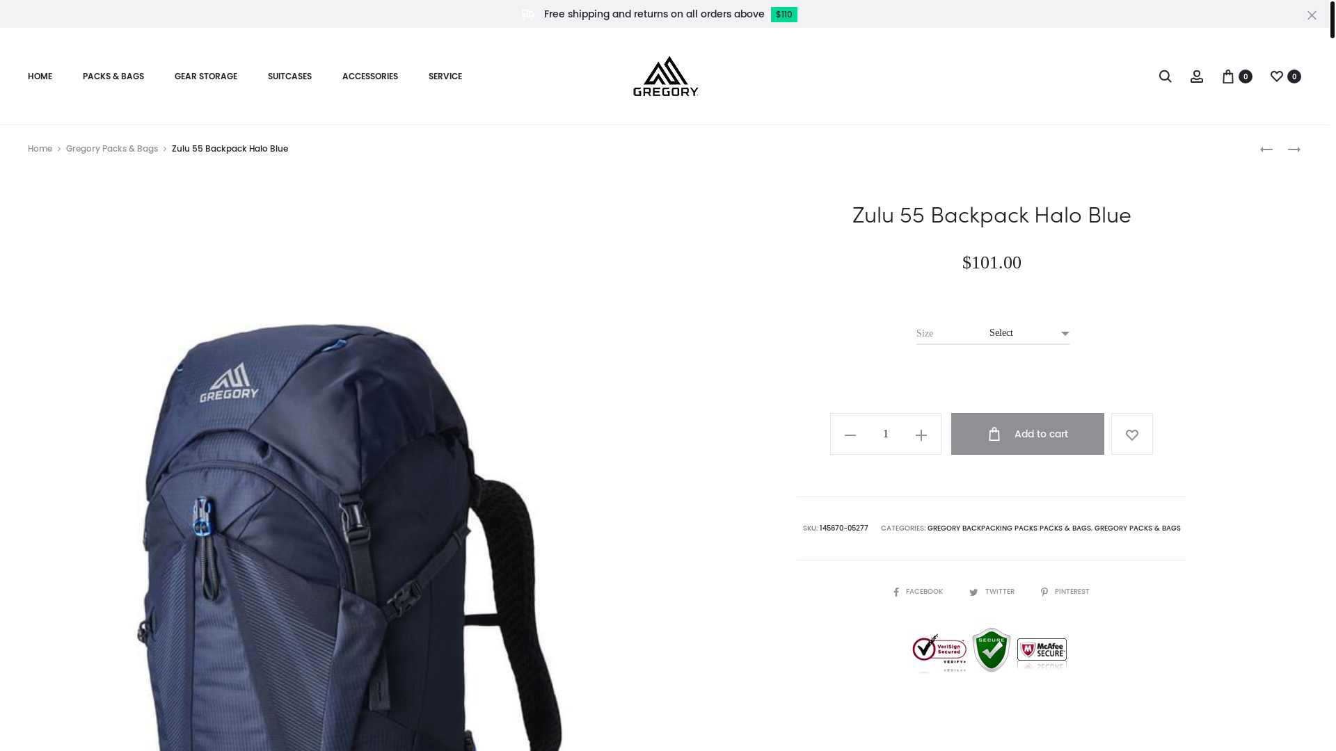 website screenshot of https://www.gregoryus.us/p/zulu-55-backpack-halo-blue/