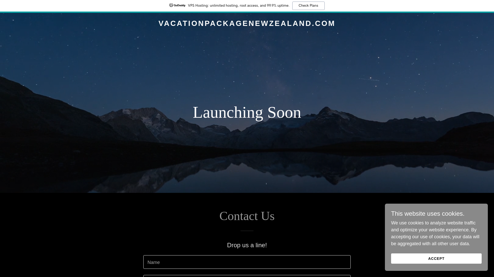 website screenshot of https://vacationpackagenewzealand.com/