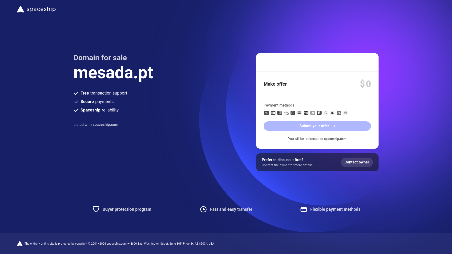 website screenshot of https://mesada.pt