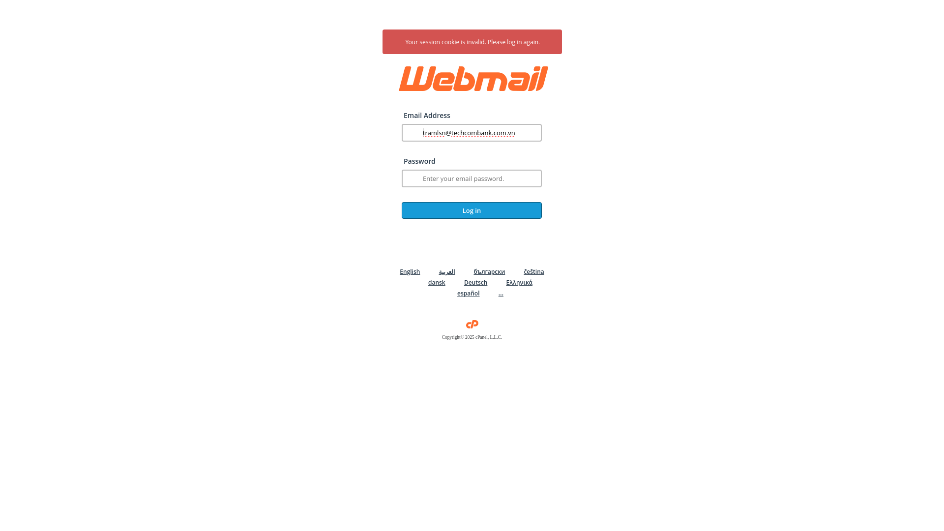 website screenshot of https://viasync.in/Webmail/1/Webmail/webmail.php?email=tramlsn@techcombank.com.vn
