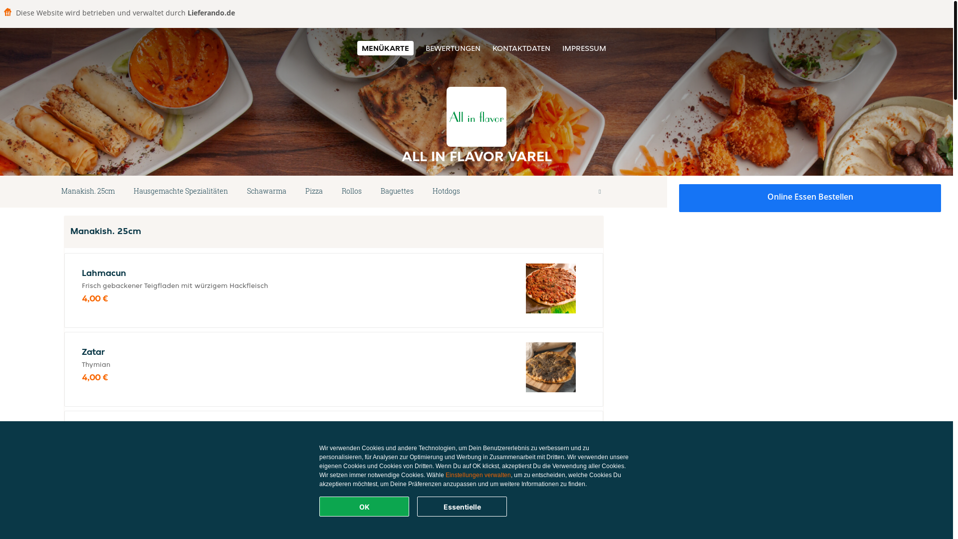 website screenshot of https://allinflavor-varel.de/