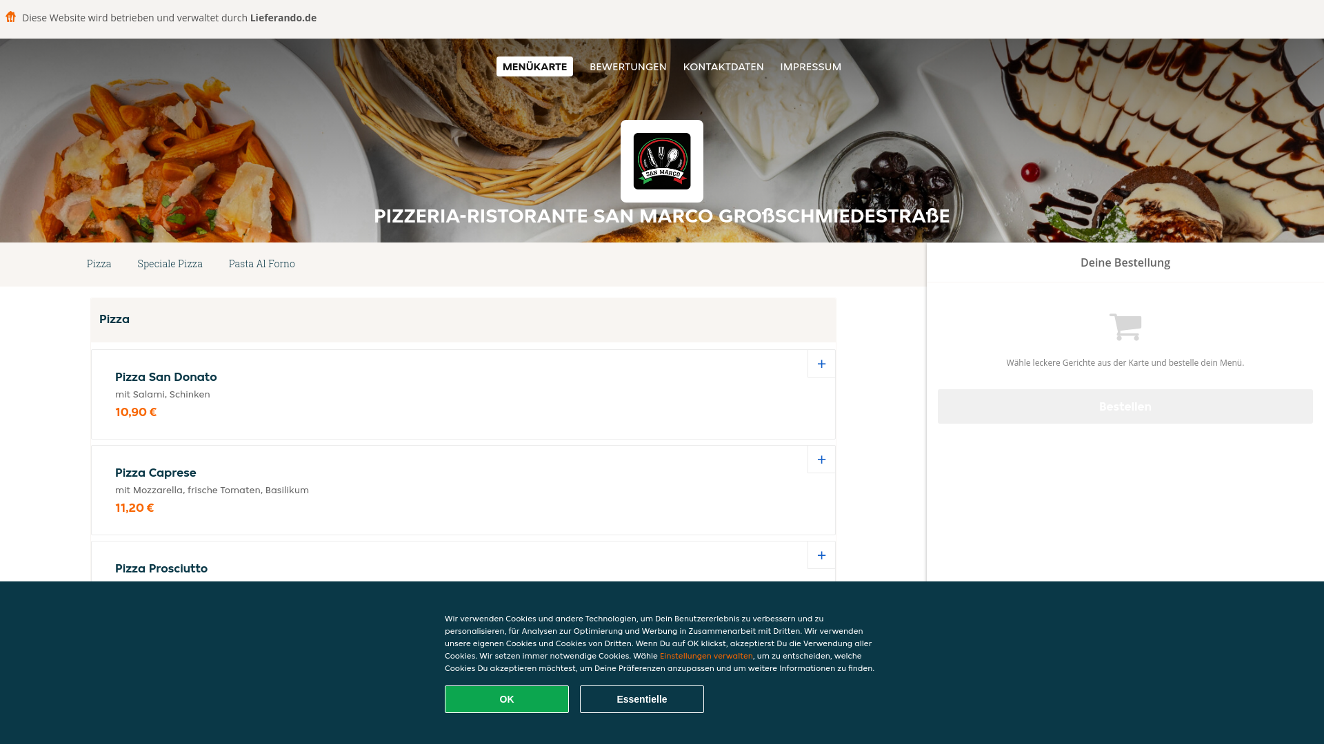 website screenshot of https://pizzeria-ristorantesanmarco-wismar.de/