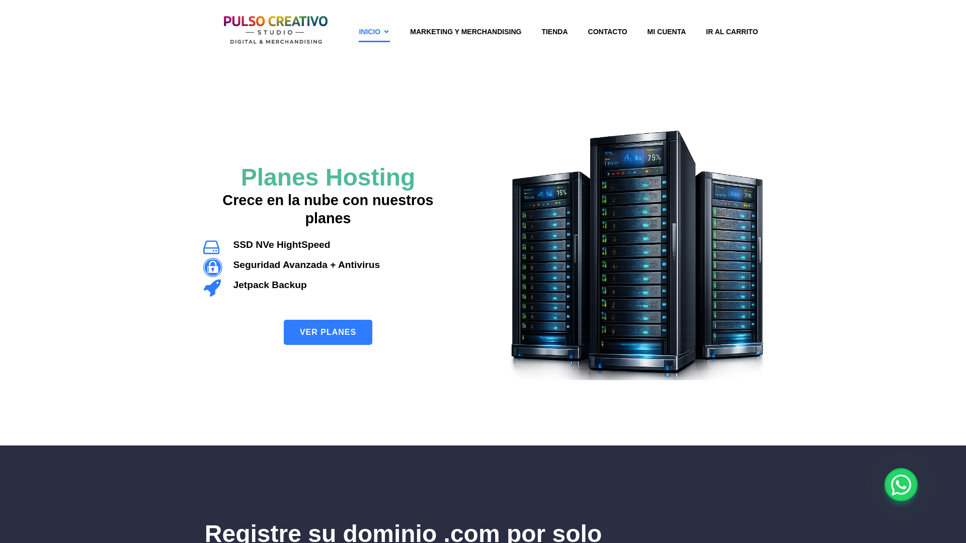 website screenshot of https://pulsocreativostudio.com/