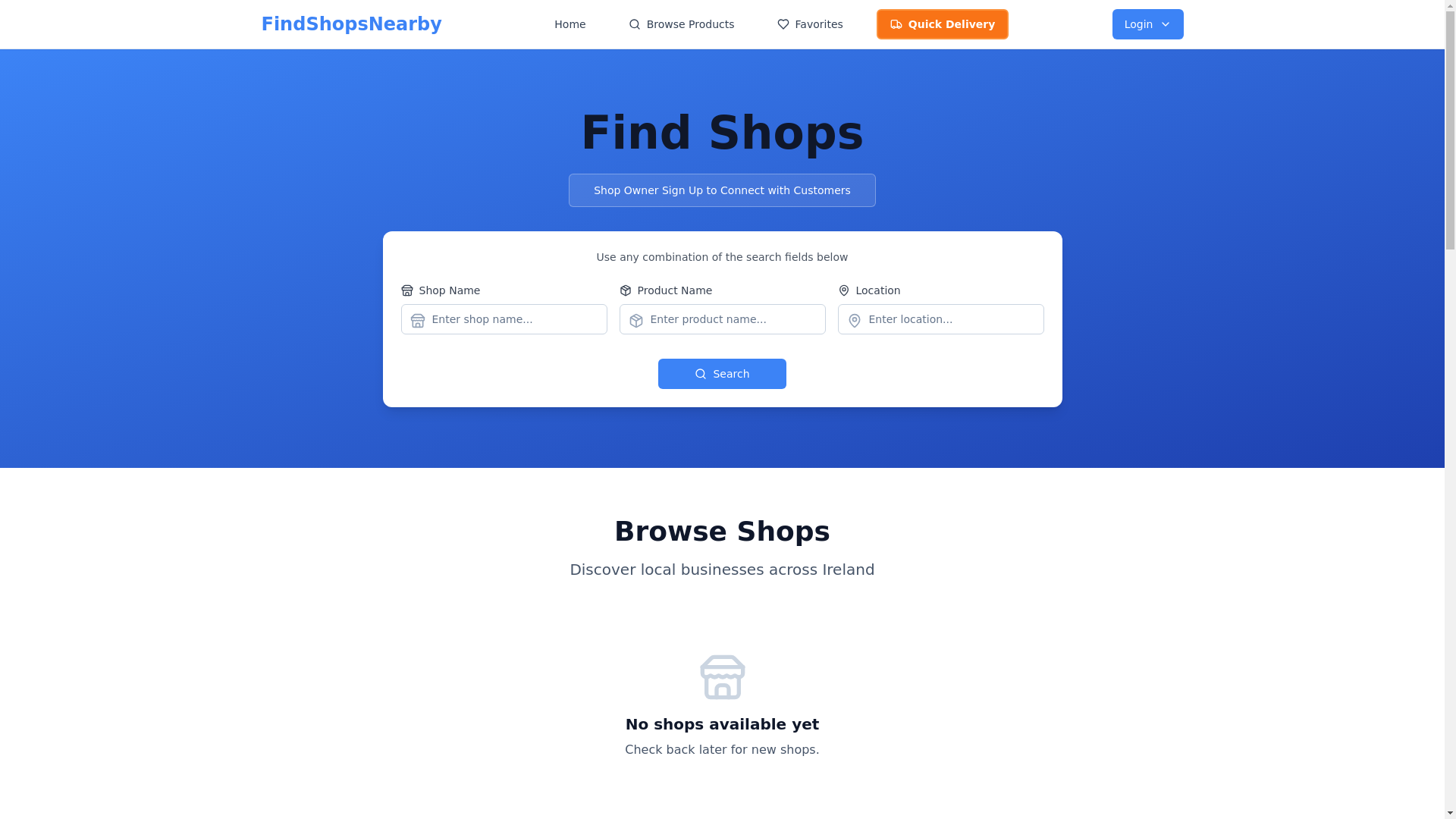 website screenshot of https://findproductsnearby.com/