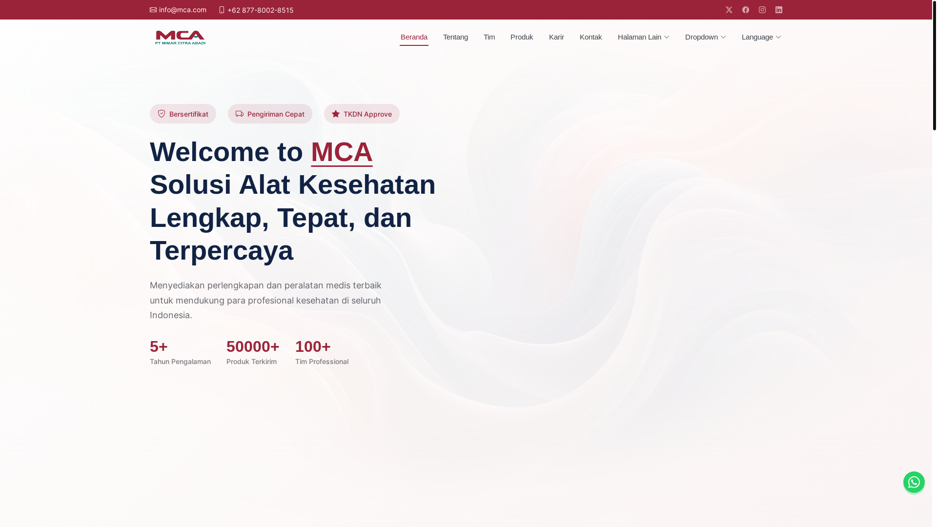 website screenshot of https://mca-companyprofile.pages.dev/