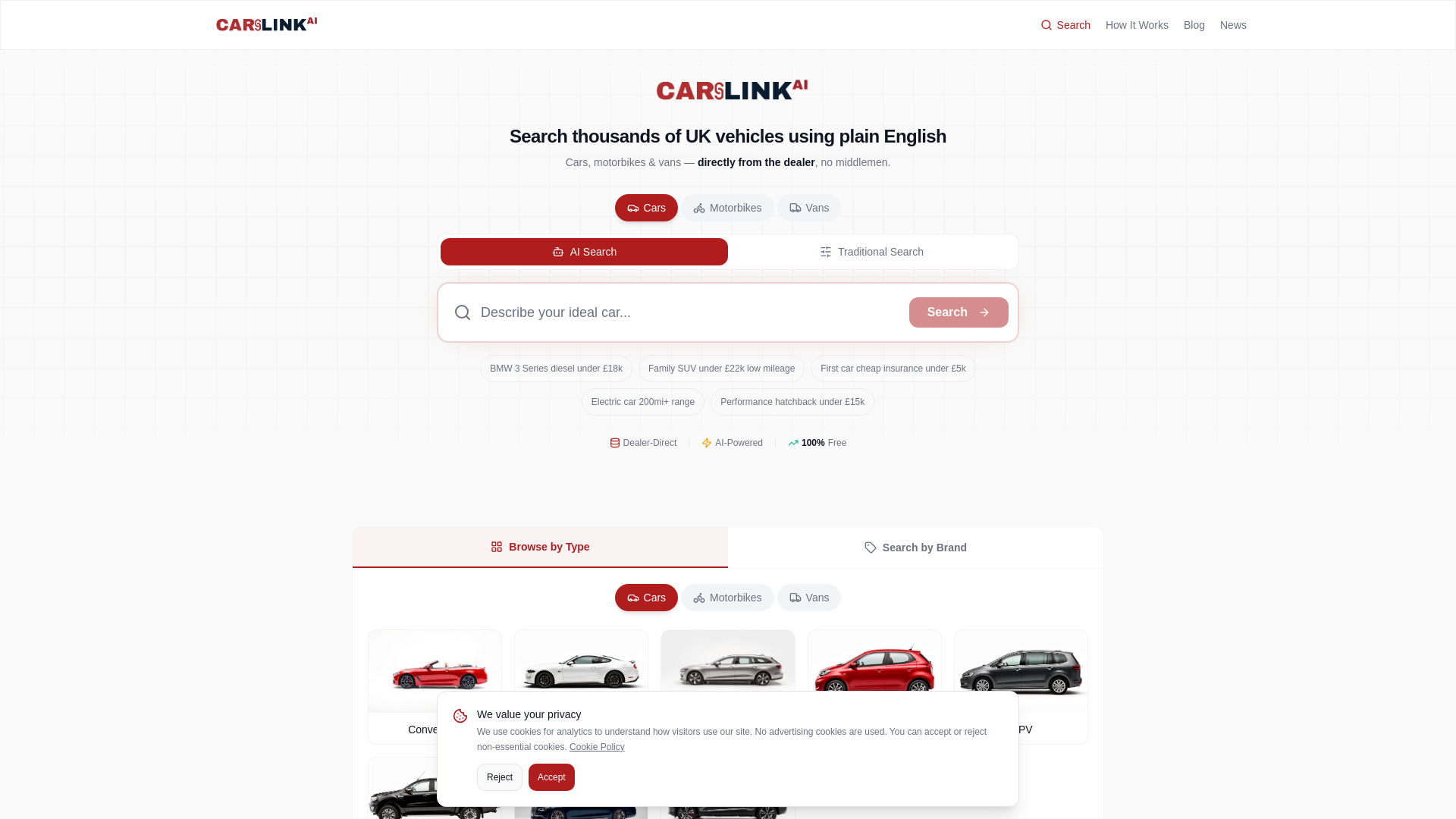 website screenshot of https://vanslink.com/