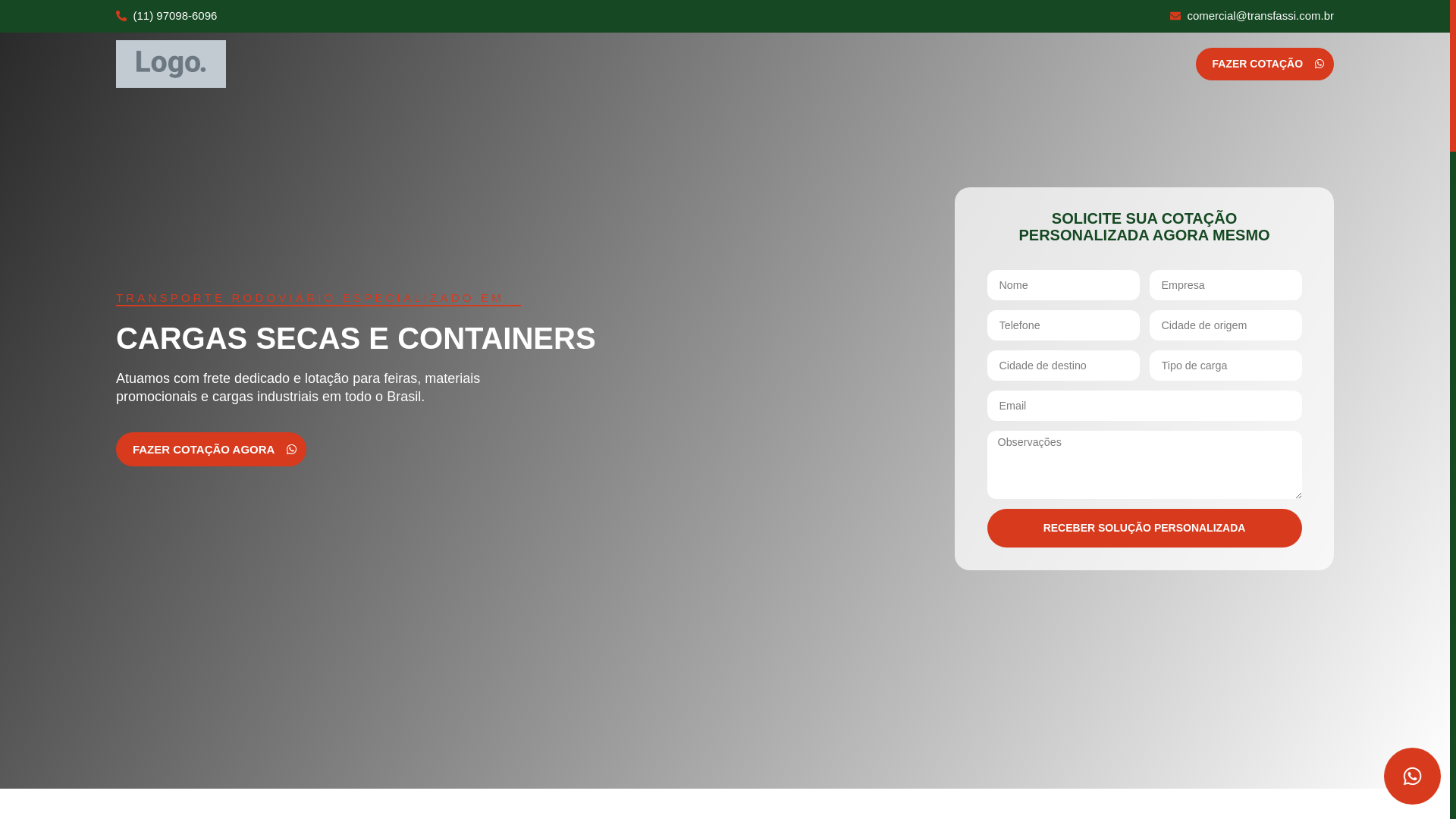 website screenshot of https://transportadorajlalves.com.br/