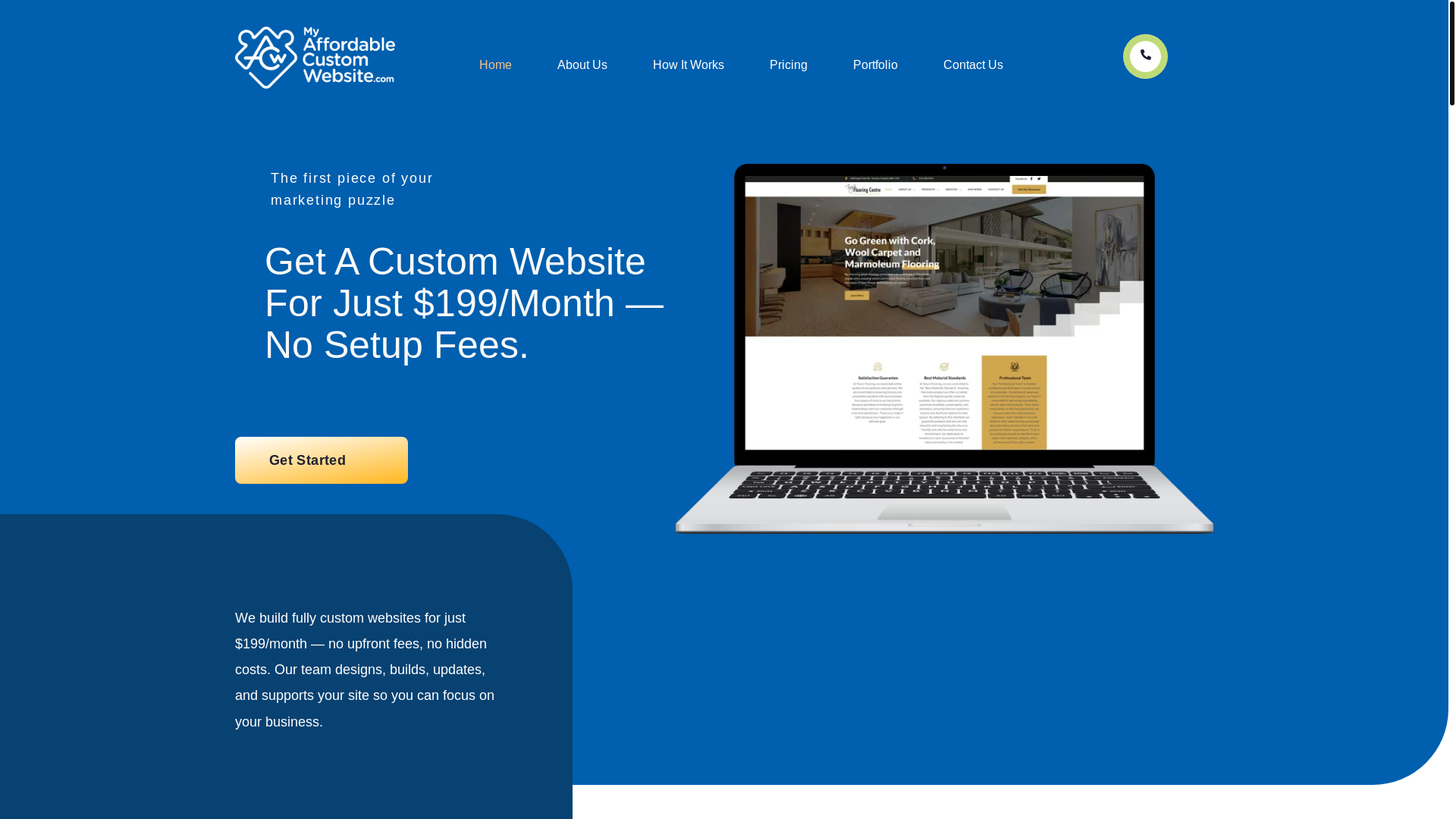 website screenshot of https://myaffordablecustomwebsite.com/