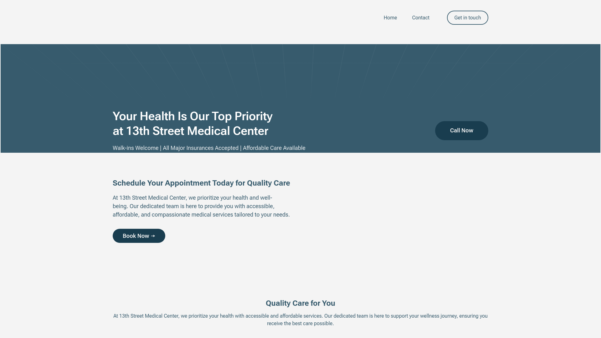 website screenshot of https://13thstreetmedicalcenter.com/